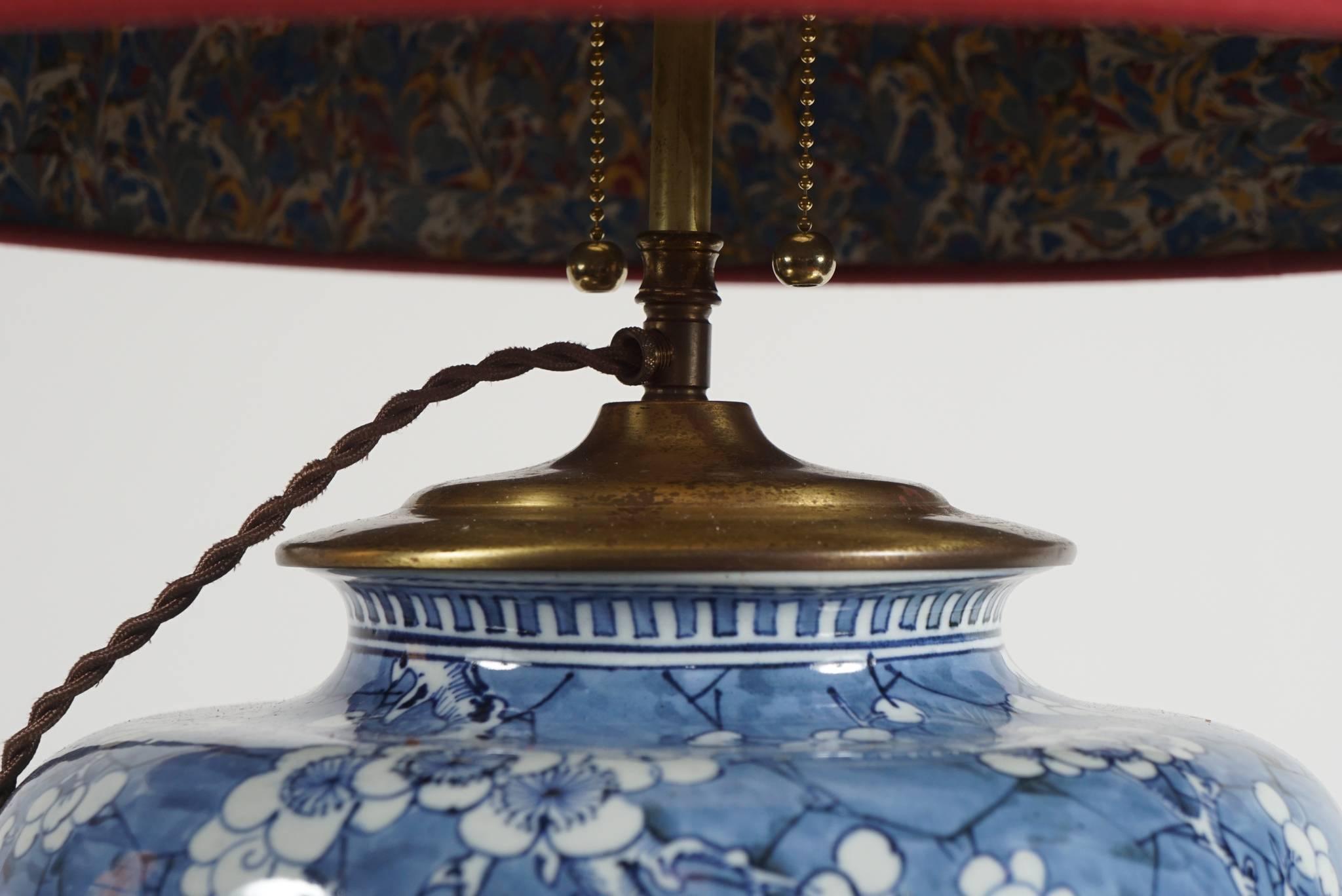 18th Century Blue and White Prunus Vase Table Lamp