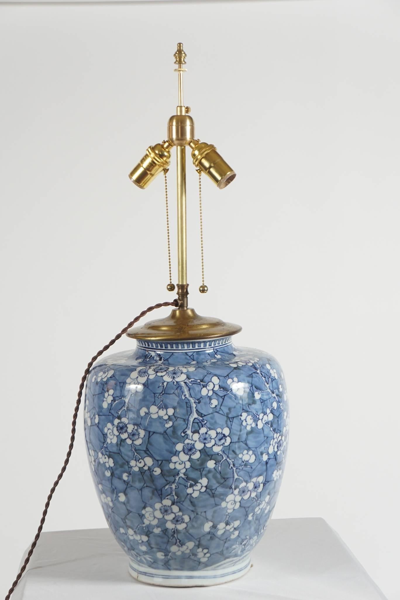 Chinese Blue and White Prunus Vase Table Lamp