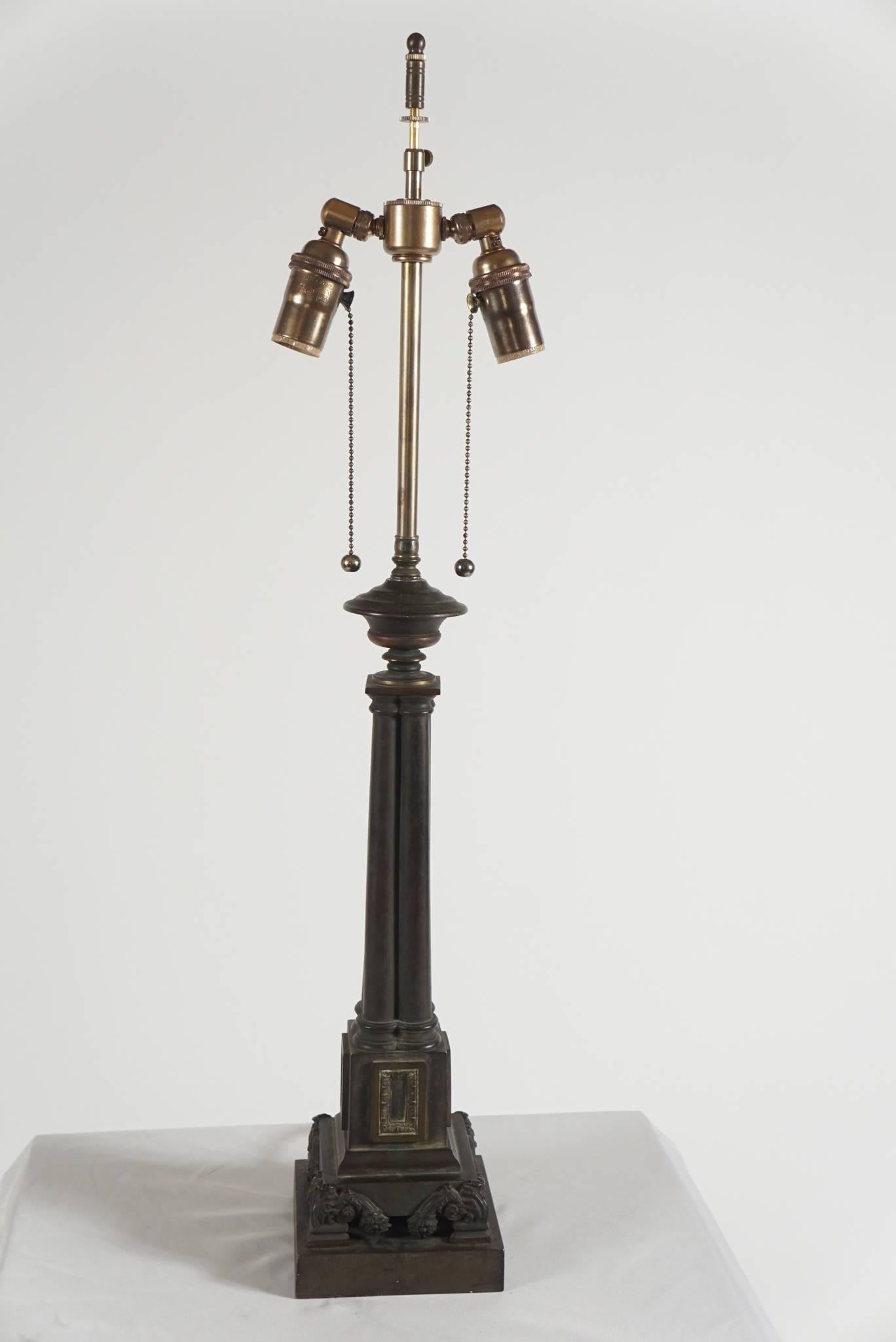 Regency Bronze Table Lamp, Thomas Messenger and Sons, England, circa 1830