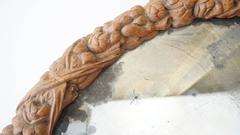 Rare Large Round English Baroque Carved Limewood Mirror