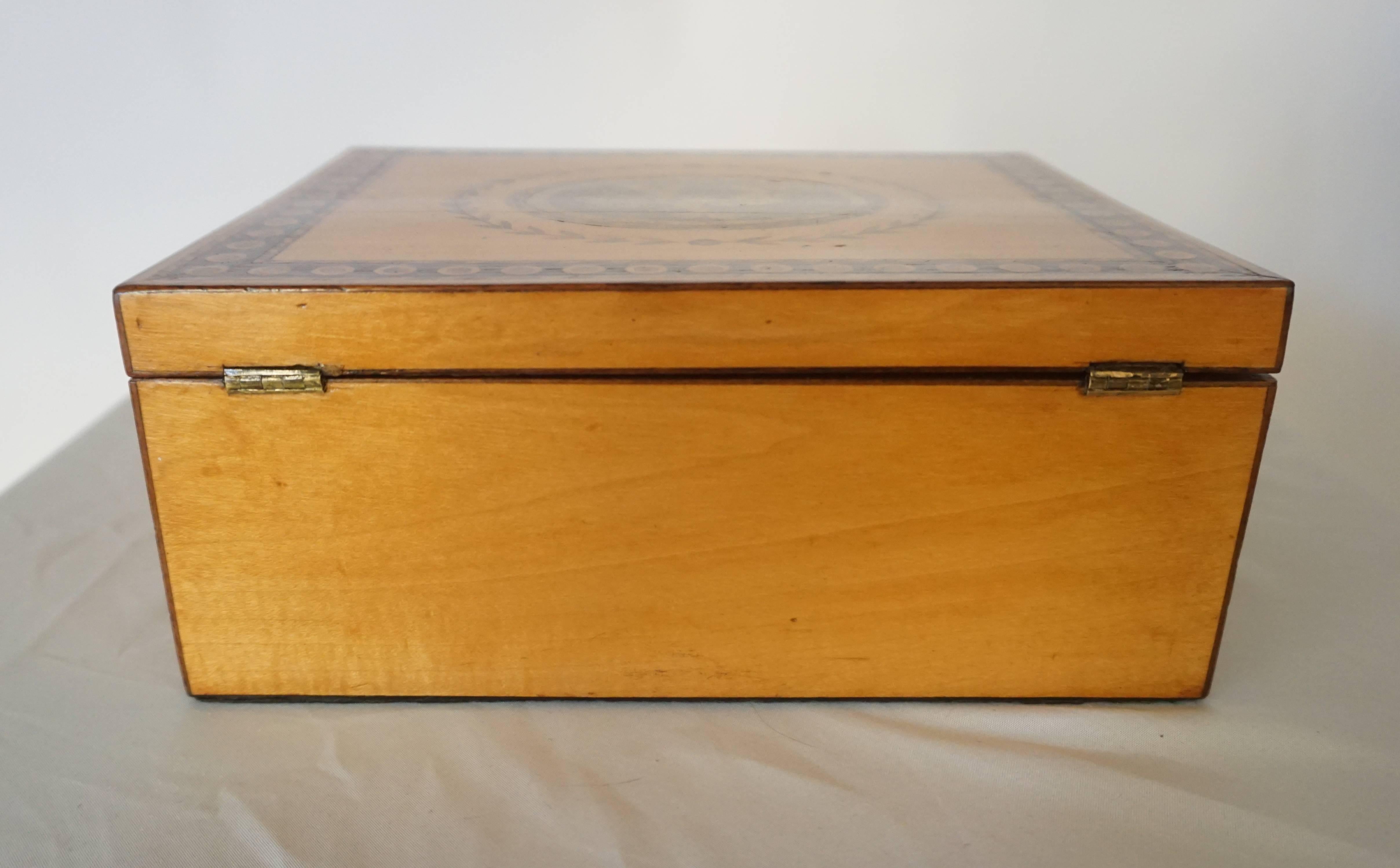 Late 18th Century George III Satinwood Letter or Dresser Box, England, circa 1785