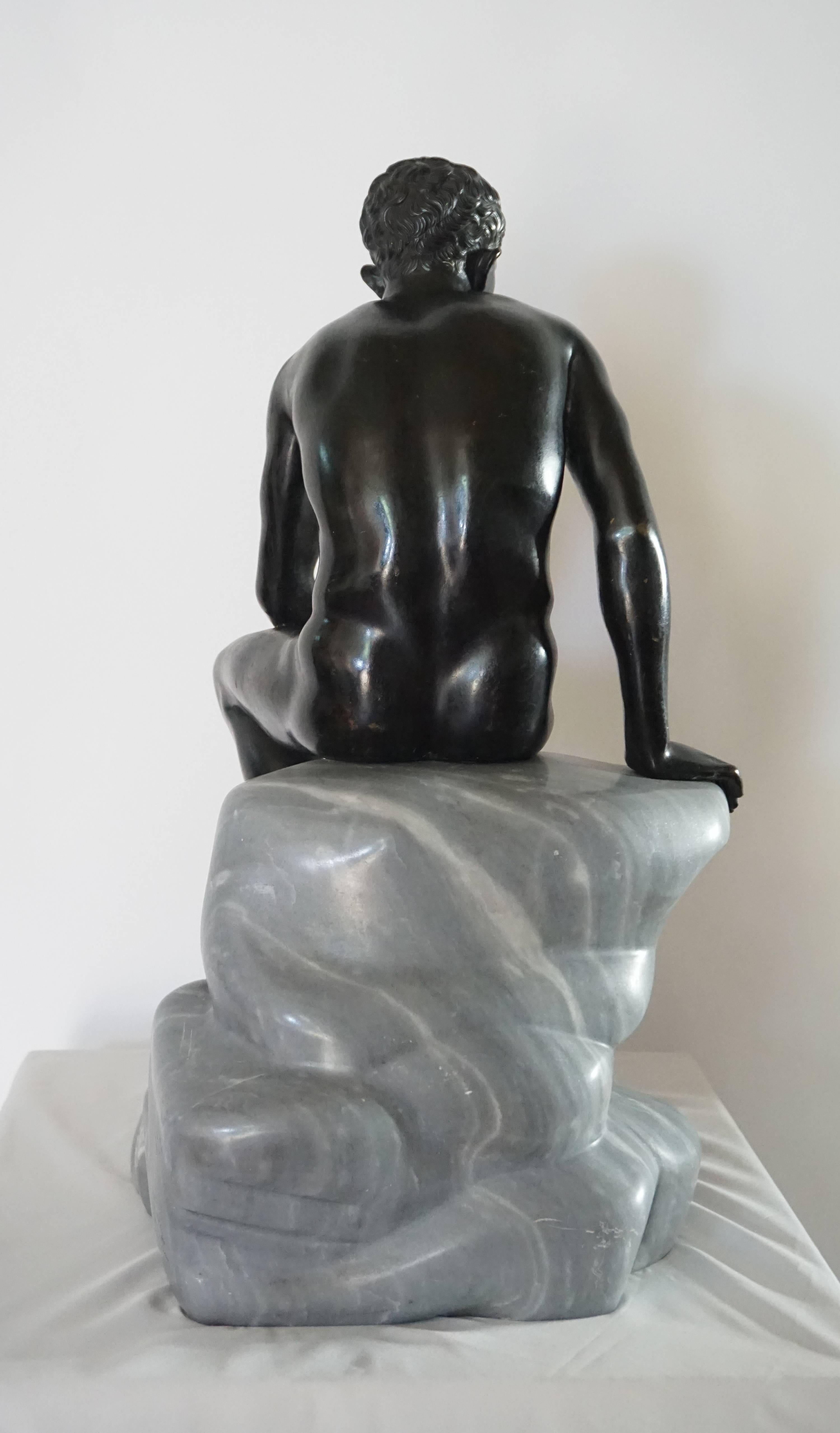 Sculpture en bronze et marbre Grand Tour du « Siège Hermès » ou « Mercure » en vente 2