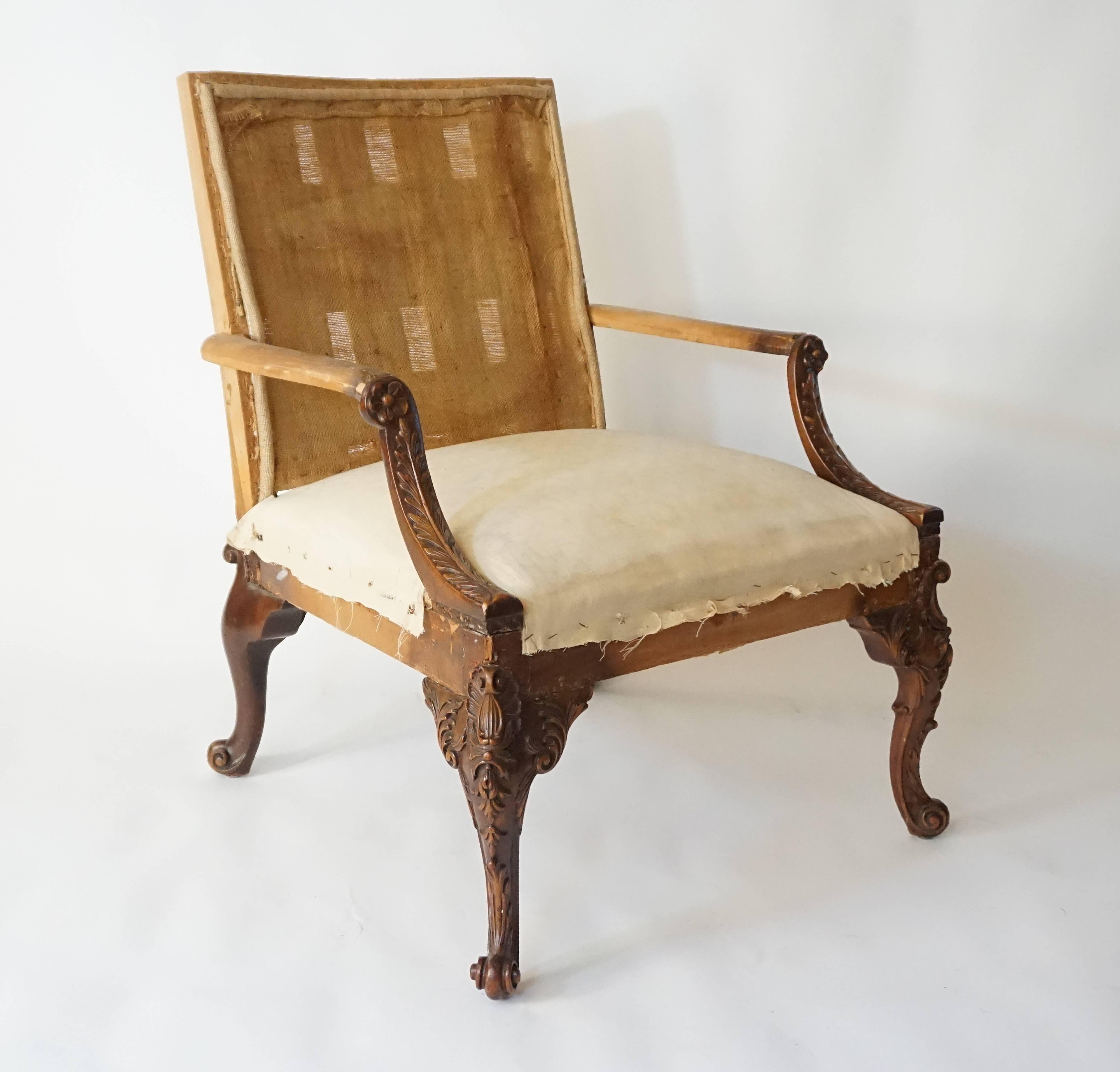 English George II Style Library Armchair, Manner of Giles Grendey 1