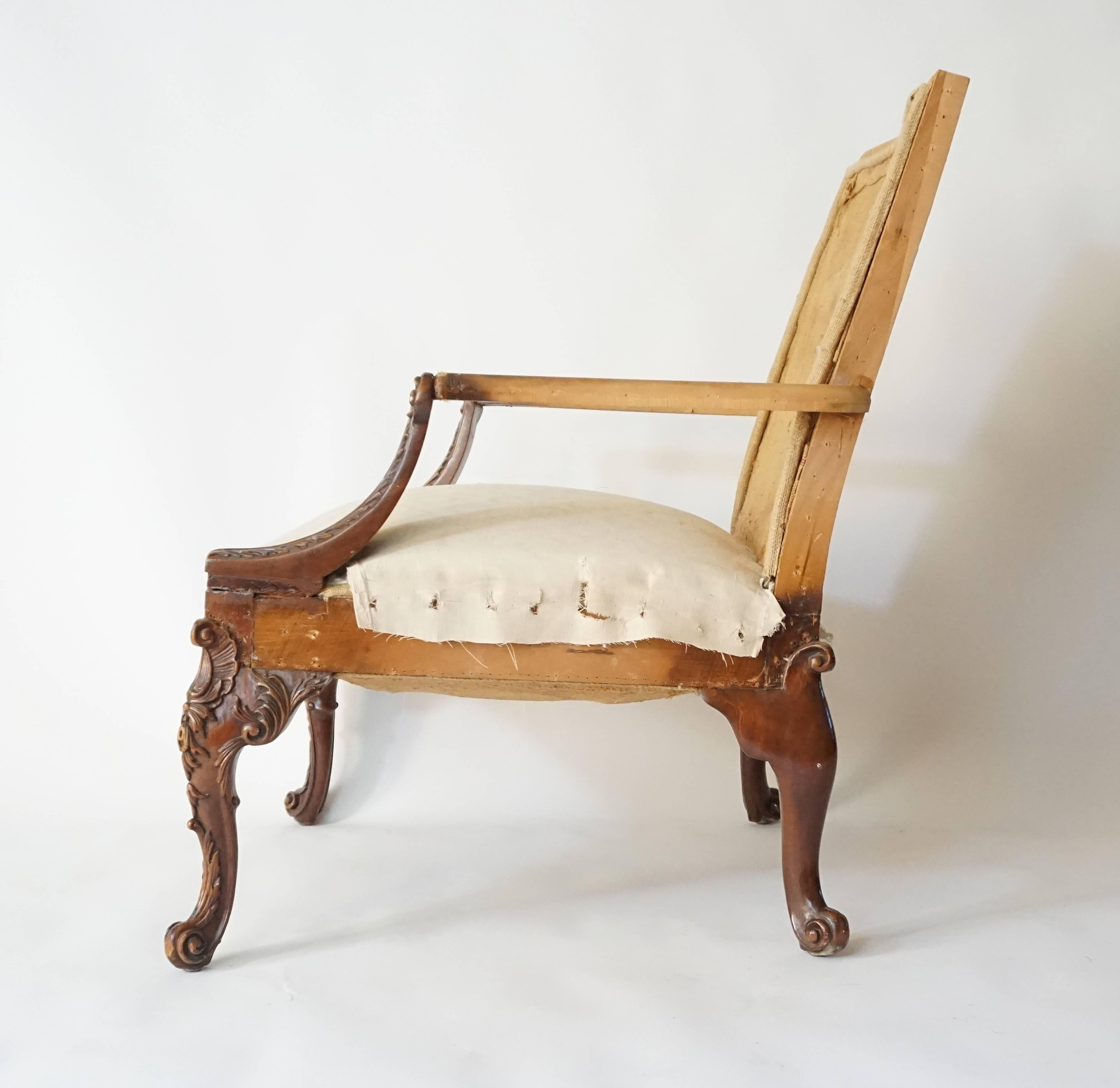 English George II Style Library Armchair, Manner of Giles Grendey In Good Condition In Kinderhook, NY