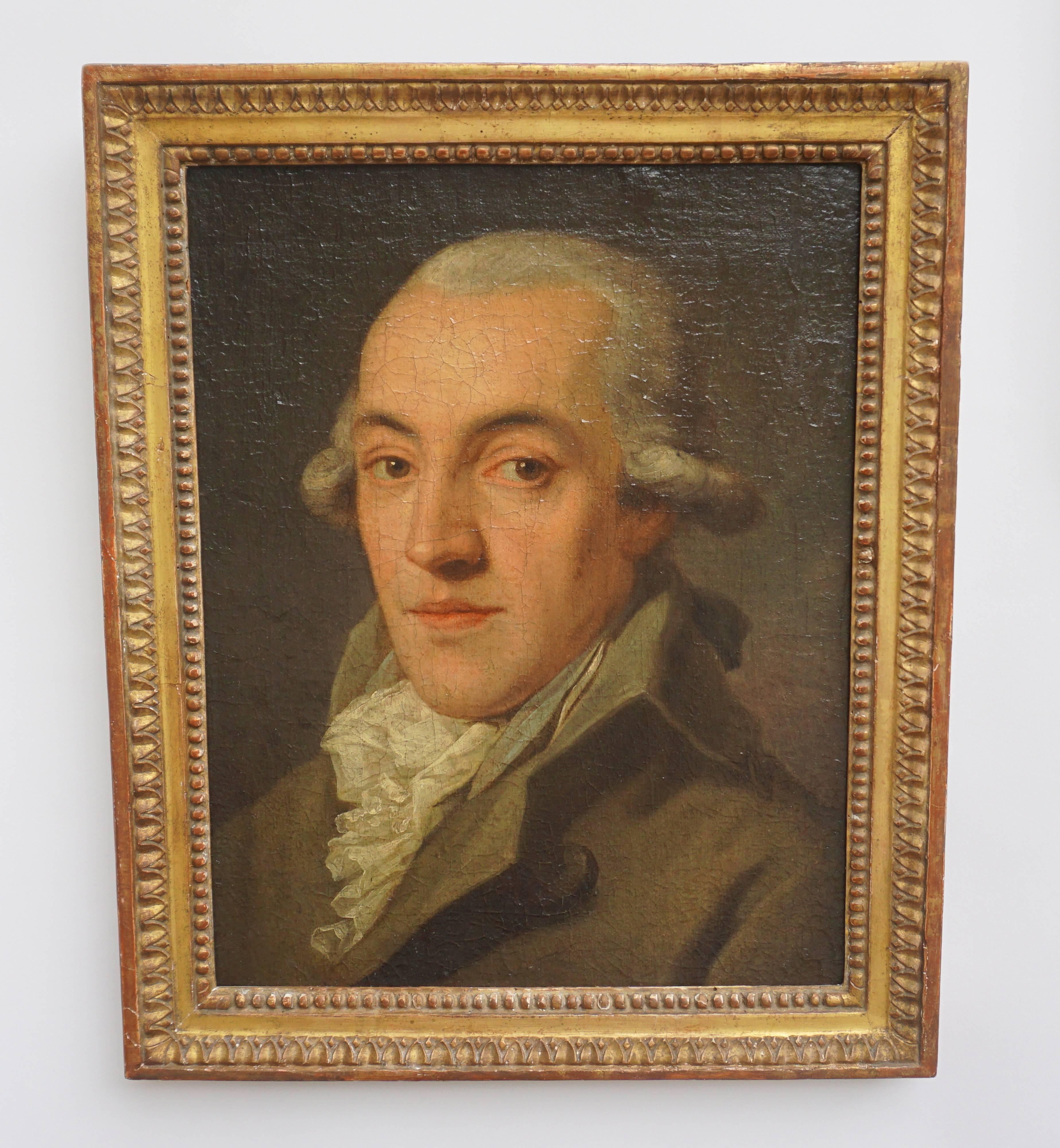18th Century Portrait Painting of a Bewigged Gentleman, Prague, circa 1780 For Sale