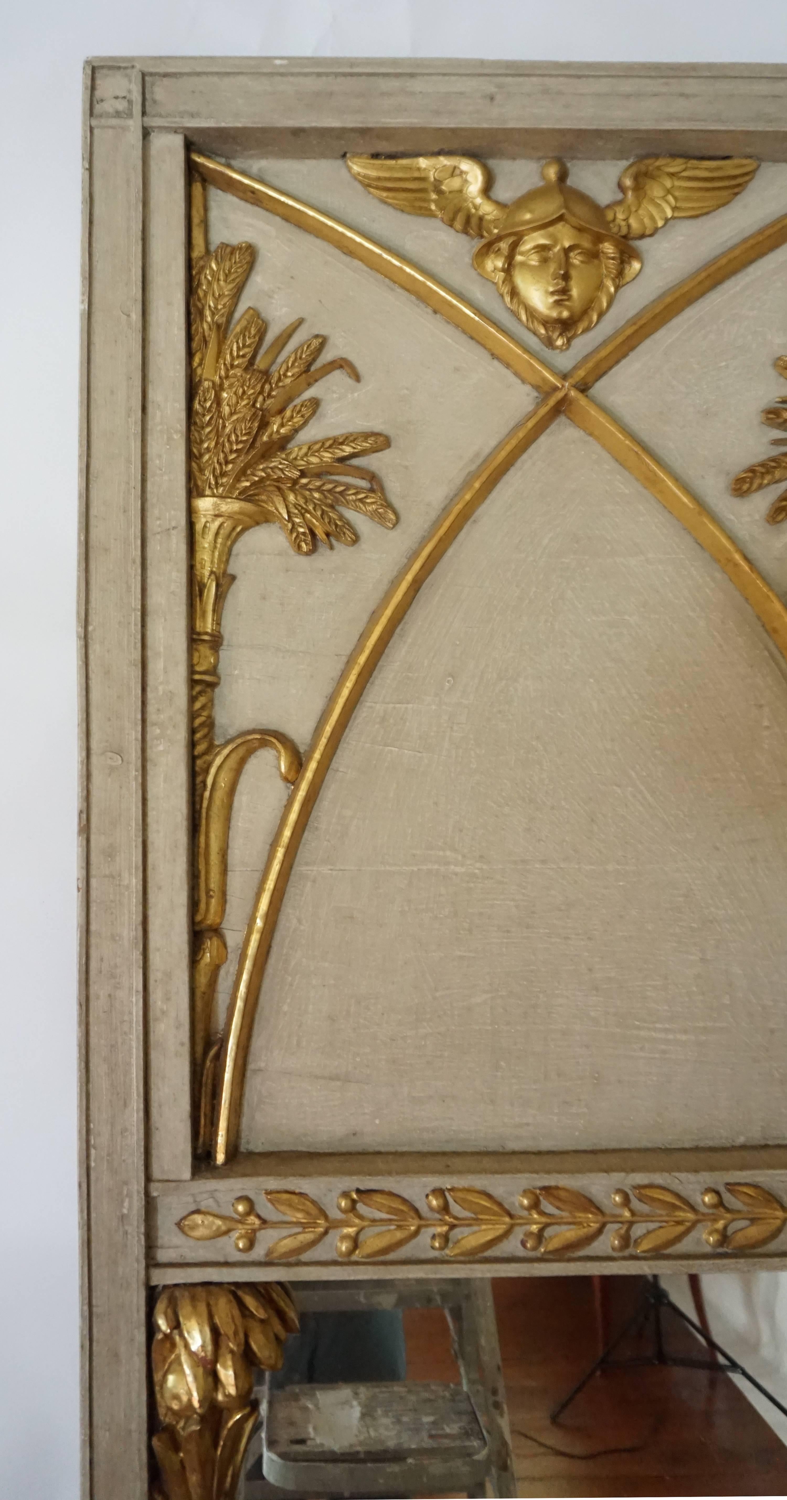 Bronze French Directoire Trumeau Mirror of Monumental Scale, circa 1800