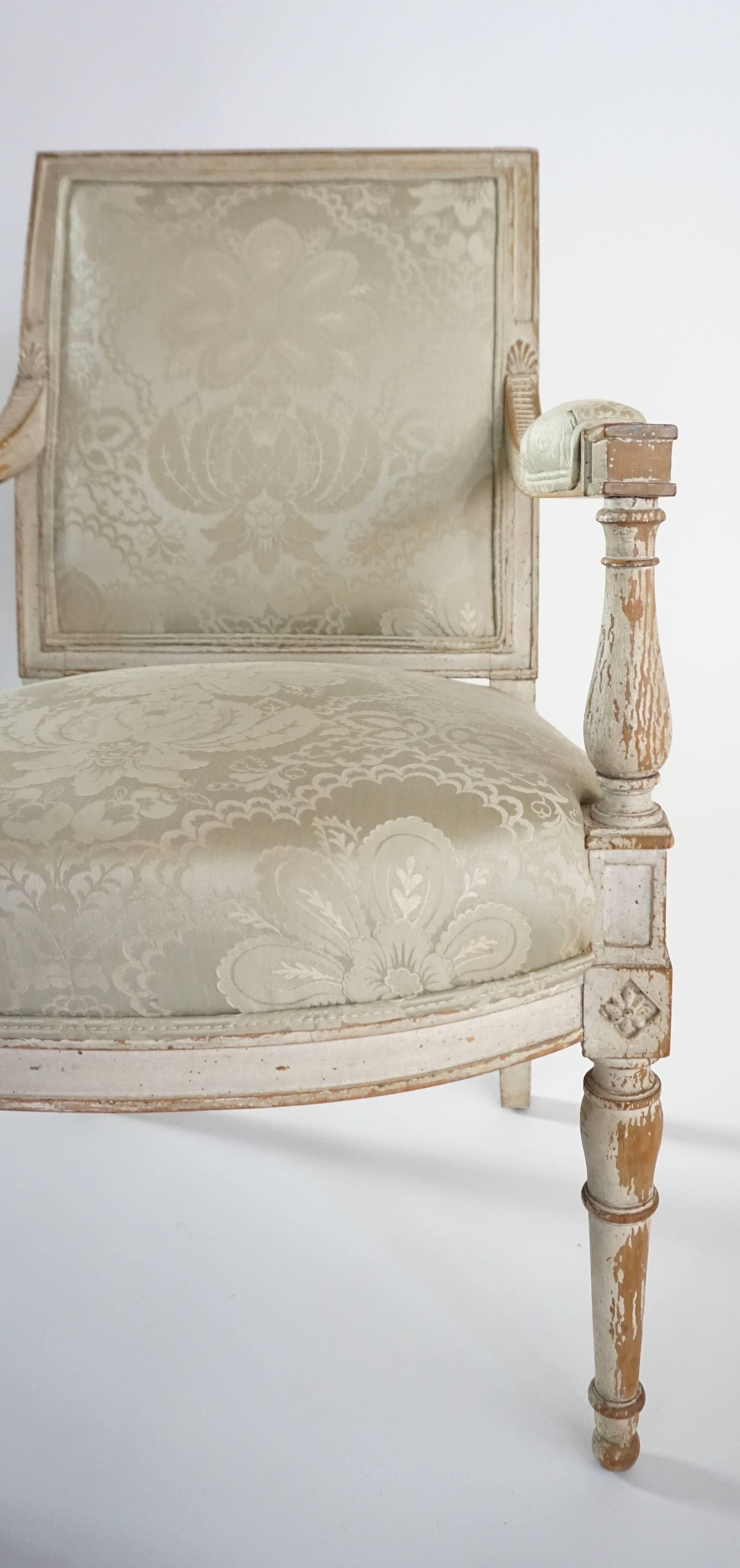 Late 18th Century French Directoire Fauteuil or Armchair in Original Paint, circa 1795