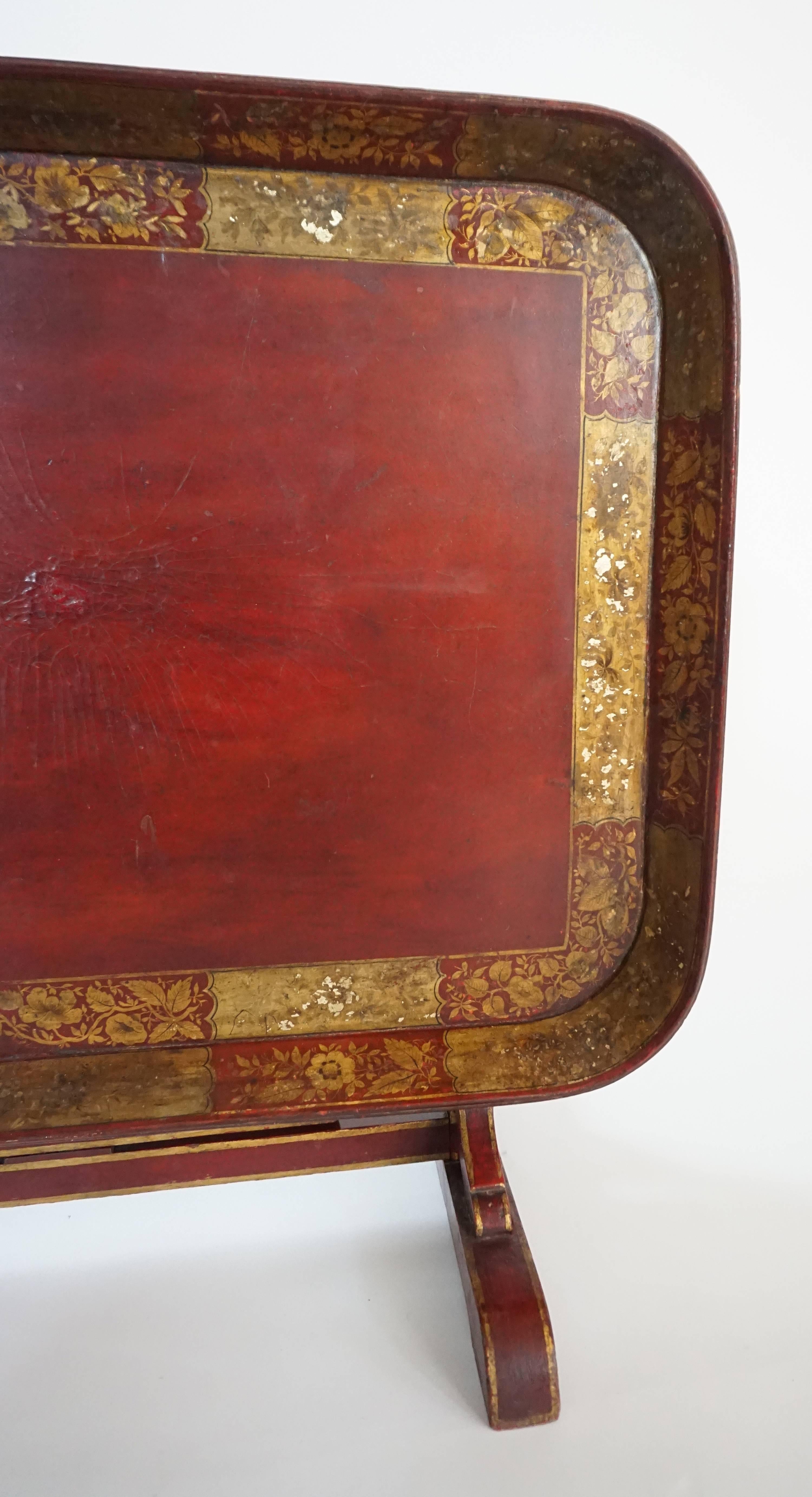 Wood English Regency Papier Mâché Tray Top Low Table / Firescreen, circa 1810