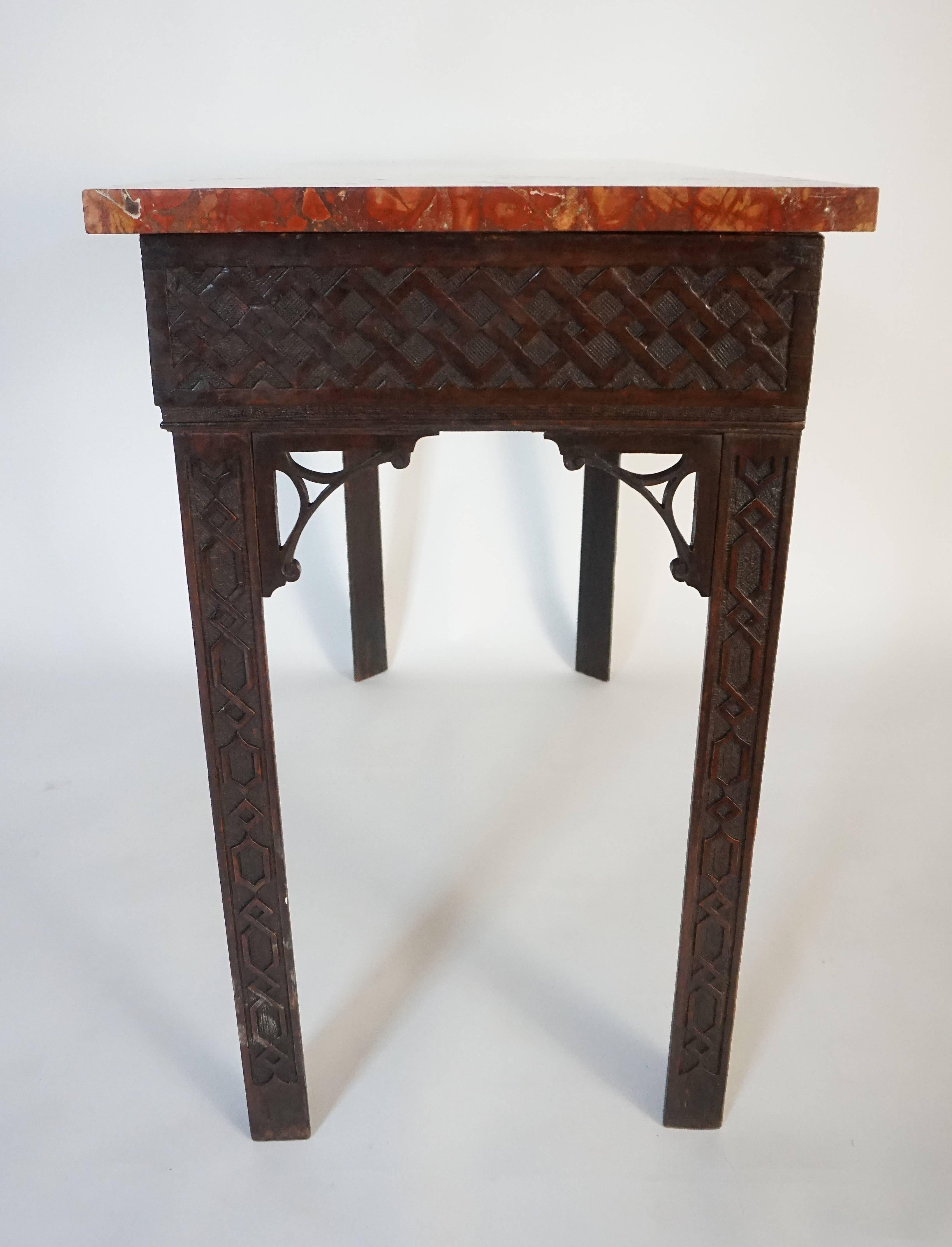 18th Century Irish Chippendale Carved Mahogany Side Table, circa 1760
