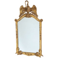 Italian Swan-Motif Carved Giltwood Frame Wall Mirror