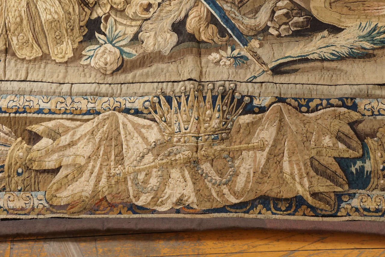 Aubusson Mythological Tapestry, Second Half of the 17th Century In Fair Condition In Kinderhook, NY