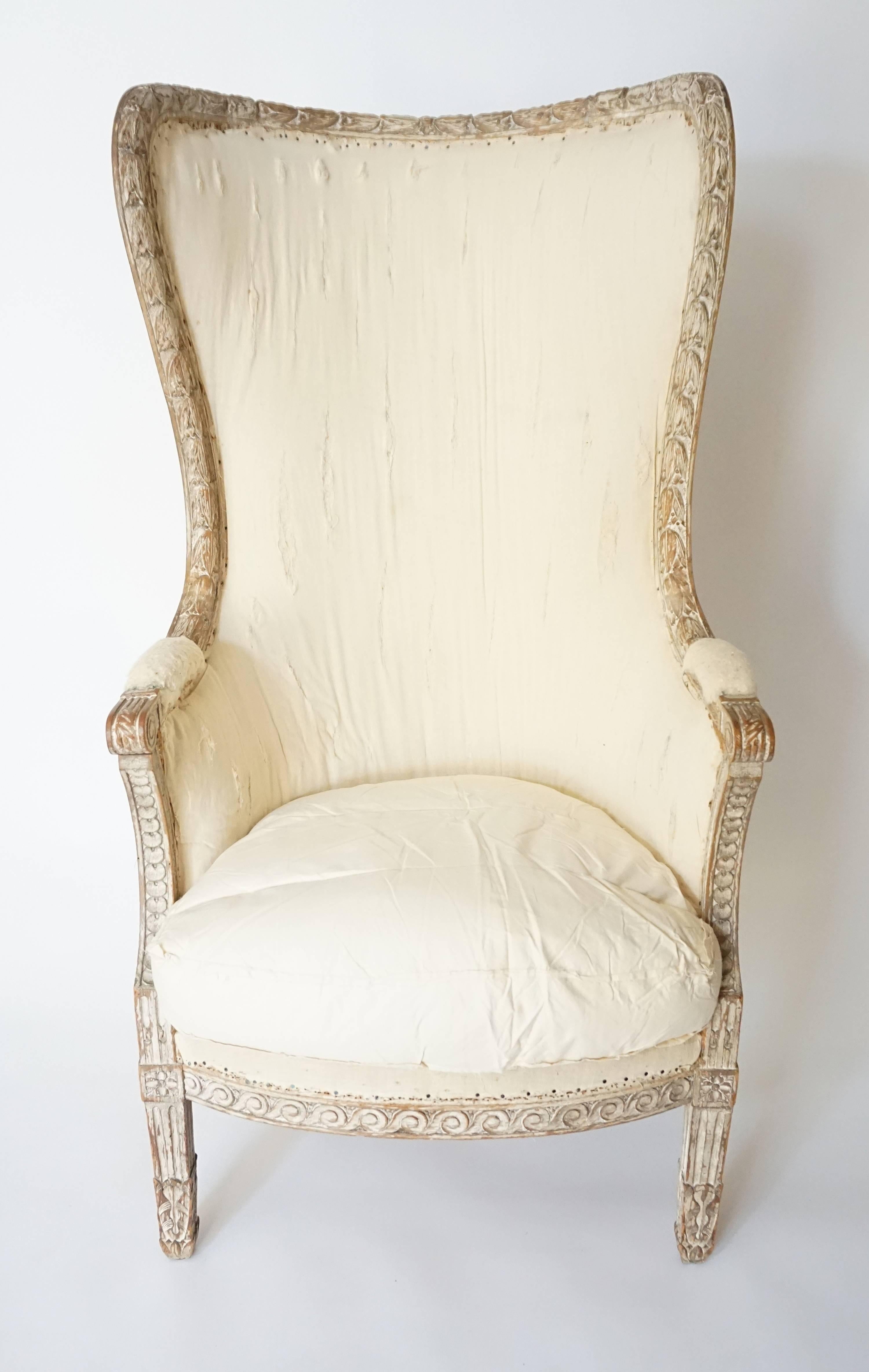 French Louis XVI Bergère à Oreilles or Wingback Chair, France, circa 1770