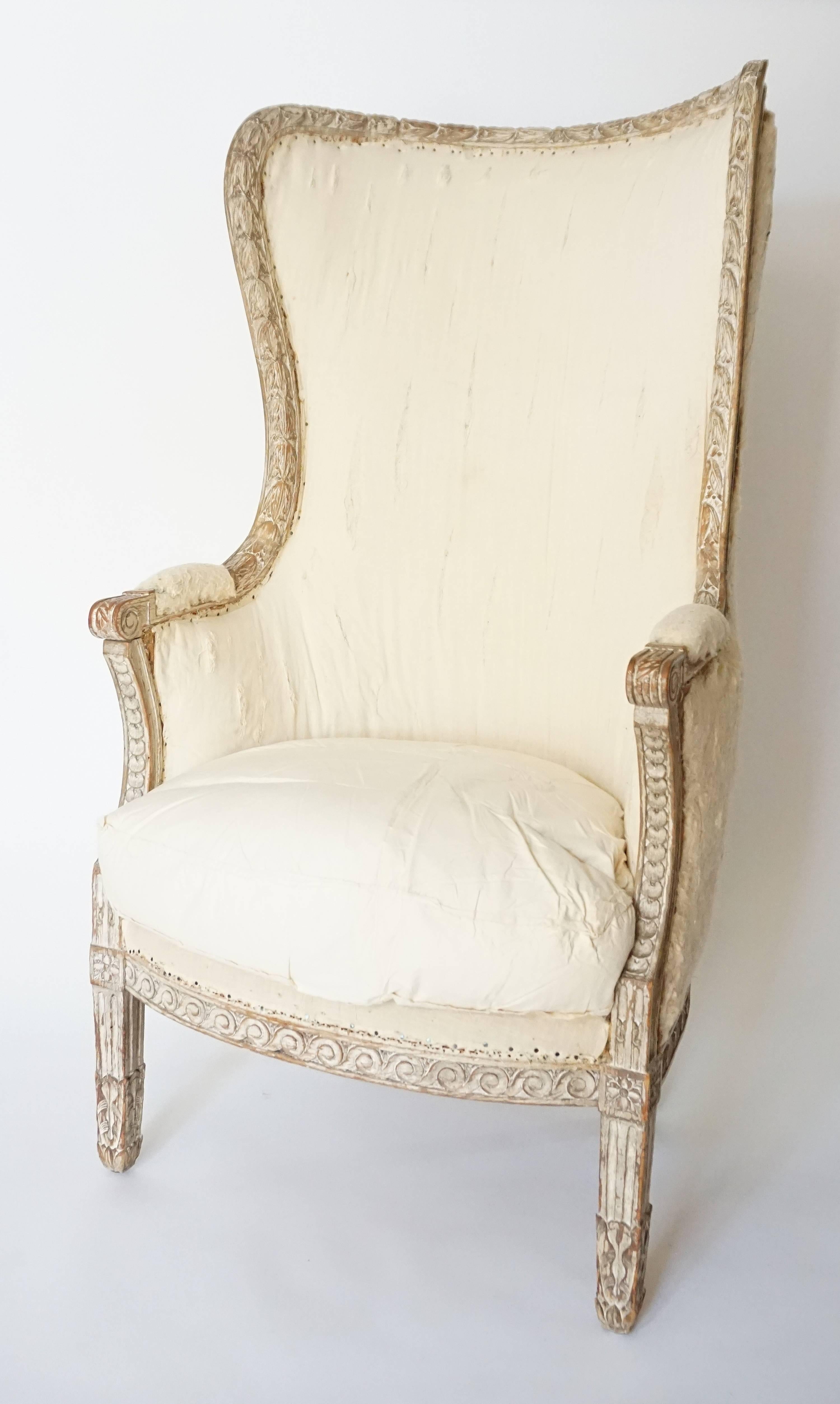 Louis XVI Bergère à Oreilles or Wingback Chair, France, circa 1770 1