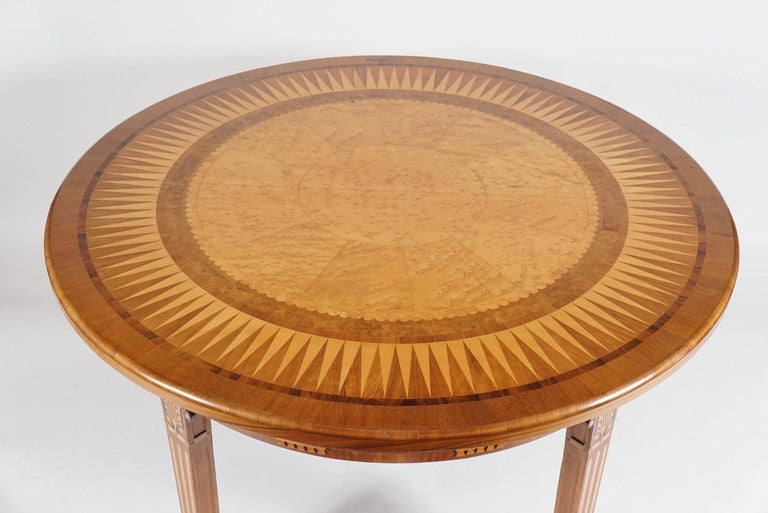 Art Deco Swedish Grace Parquetry and Marquetry Center Table, circa 1930