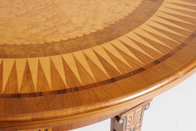 Swedish Grace Parquetry and Marquetry Center Table, circa 1930 In Excellent Condition In Kinderhook, NY