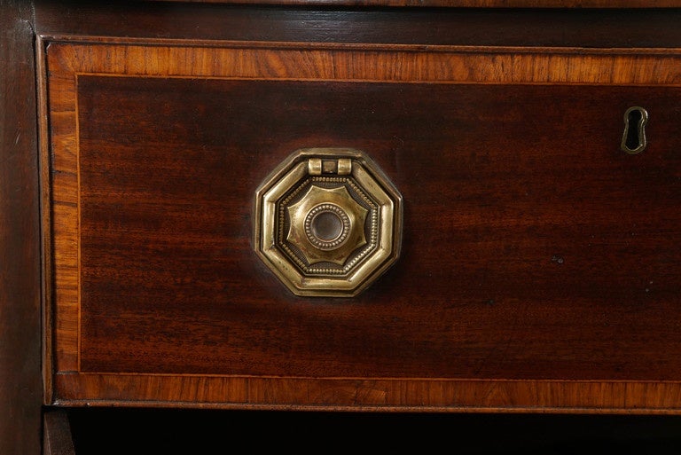 18th Century George III Crossbanded Mahogany Bow-Front Chest, England, circa 1790