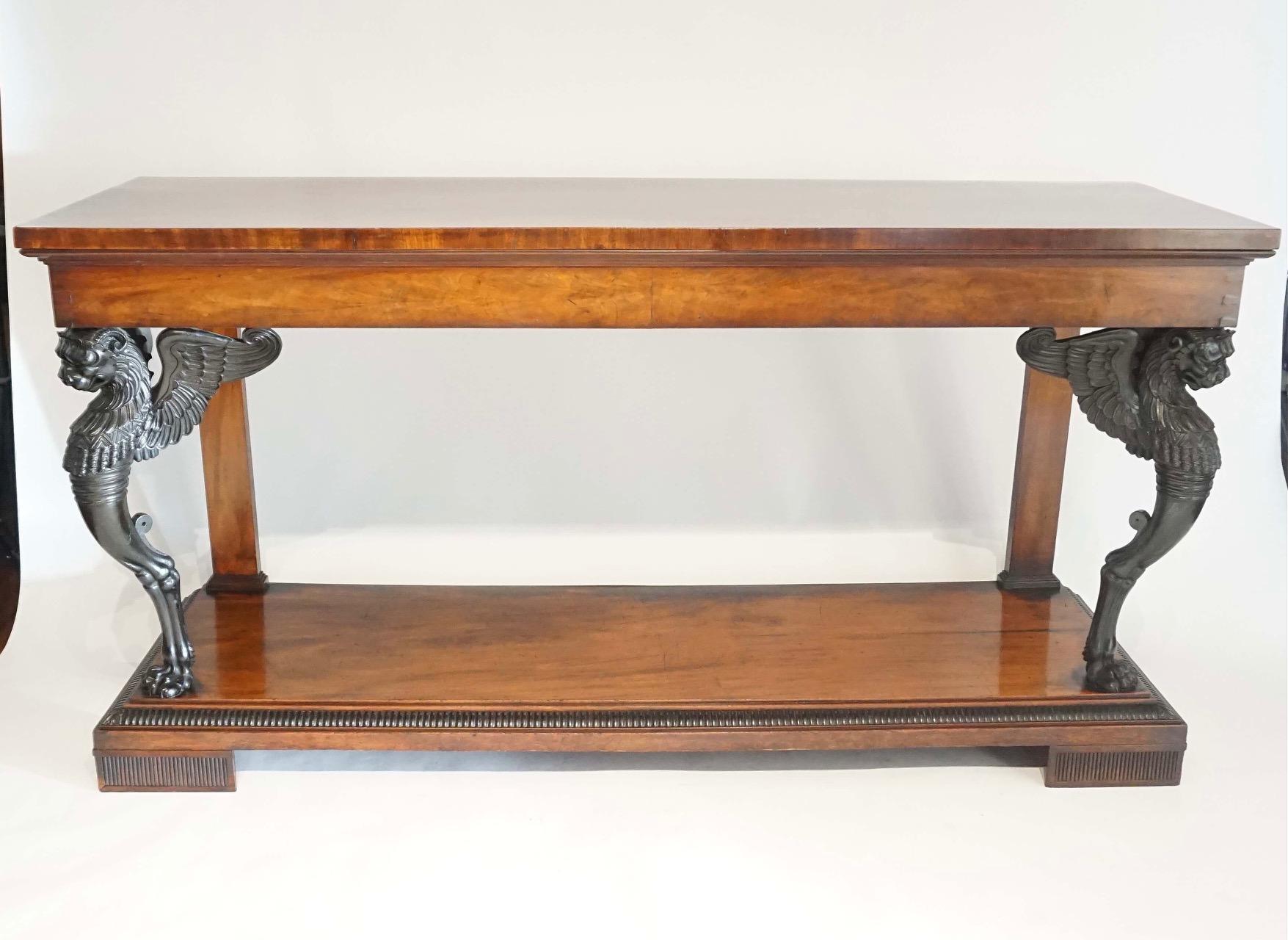 Regency Mahogany Side Table or Sideboard, Style of Thomas Hope, circa 1810 4