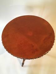 Faux Bamboo Leather Top Cricket or Side Table, circa 1870