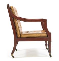 George III Mahogany & Cane Arm or Library Chair, England, c. 1800