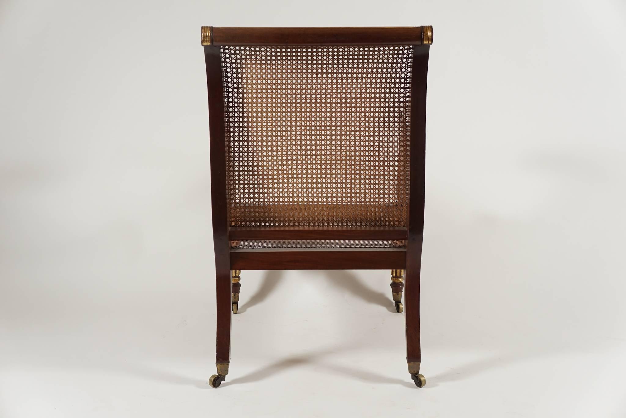 Regency Parcel-Gilt Caned Armchair, England, circa 1810 In Good Condition In Kinderhook, NY