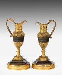 Pair of 19th Century Bronze and Ormolu Neoclassical Ewers