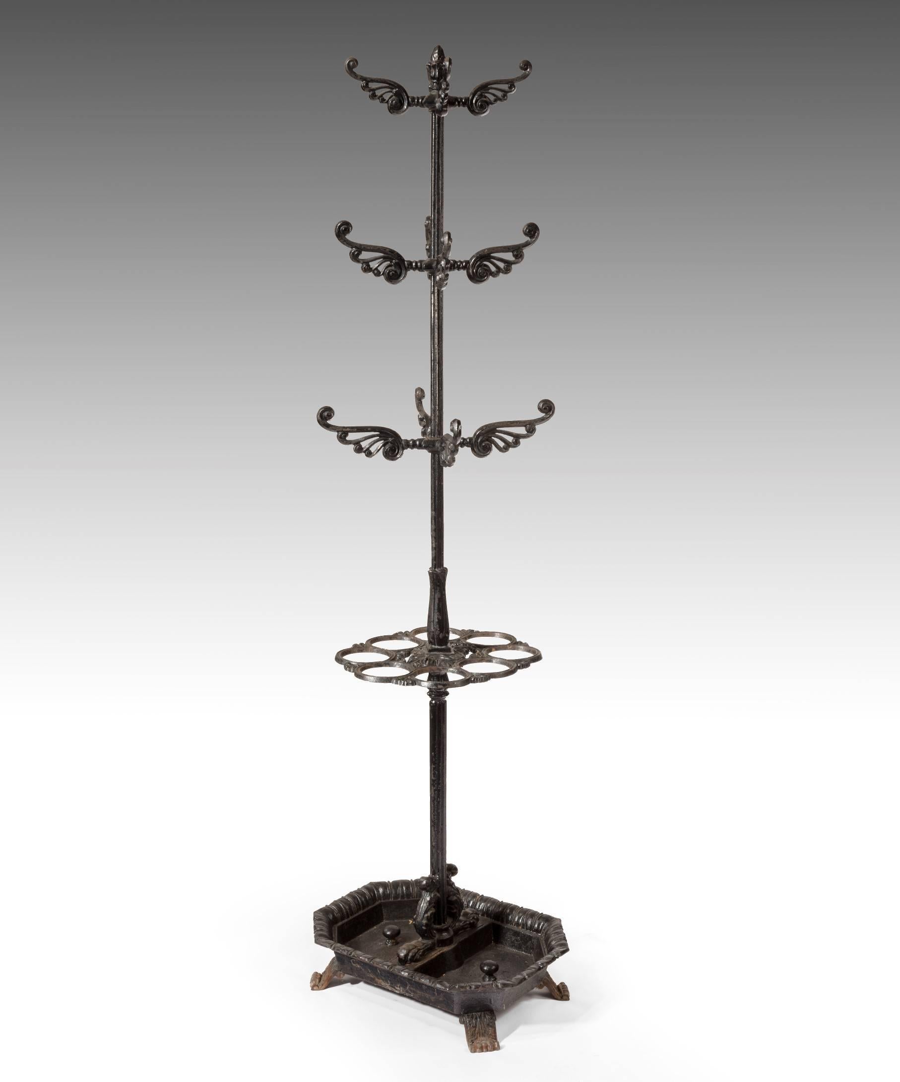 Victorian Umbrella, Coat And Hat Hall Stand In Cast Iron Victorian Umbrella, Coat And Hat Hall Stand In Cast Iron