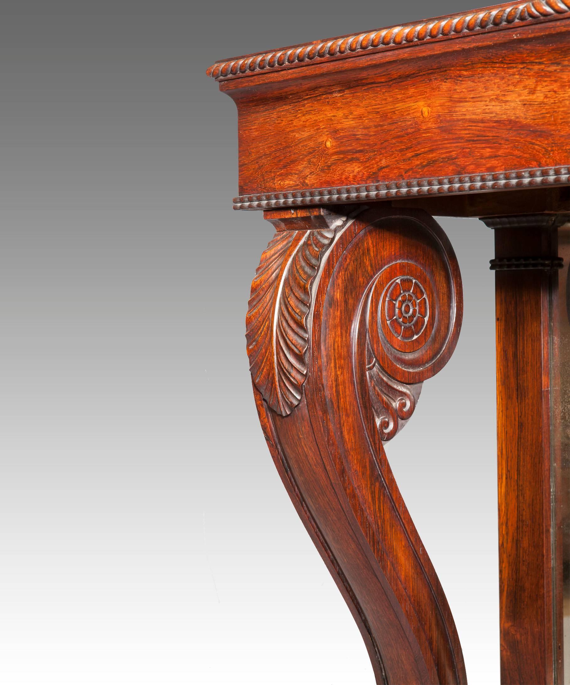 British Regency Rosewood Console Hall Table For Sale