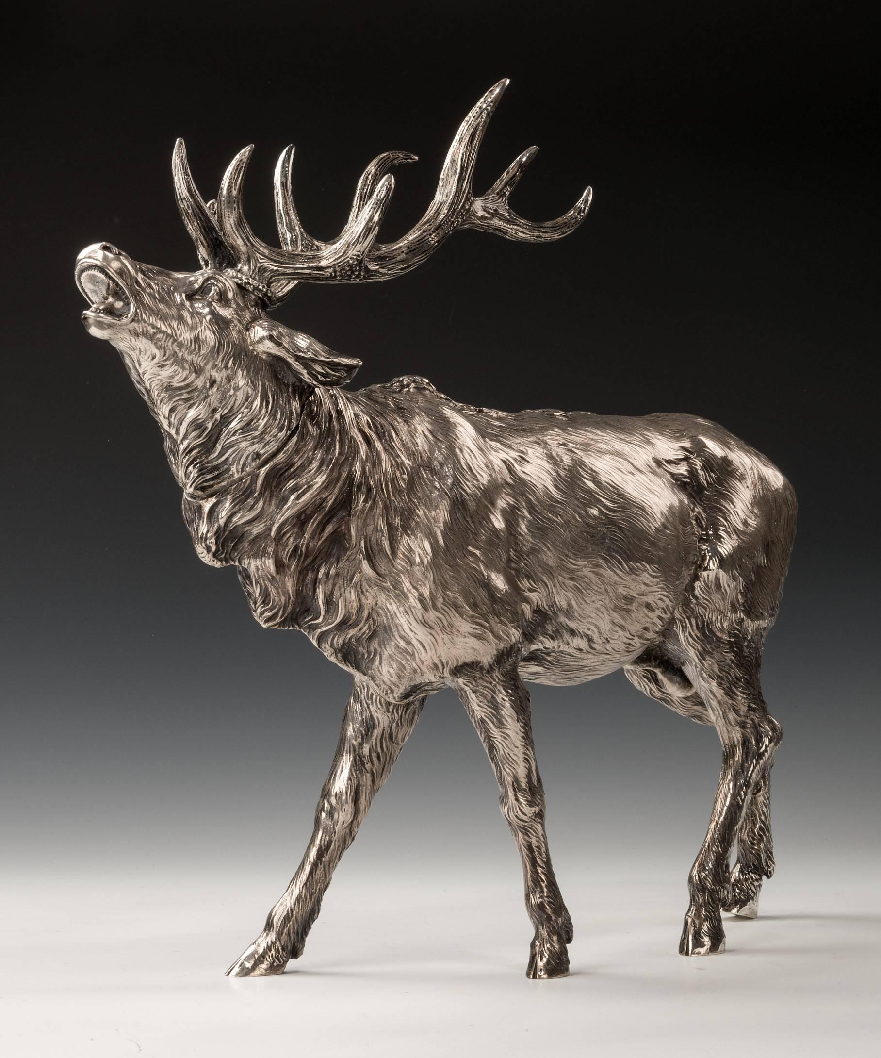 Edwardian Large Sterling Silver Stag