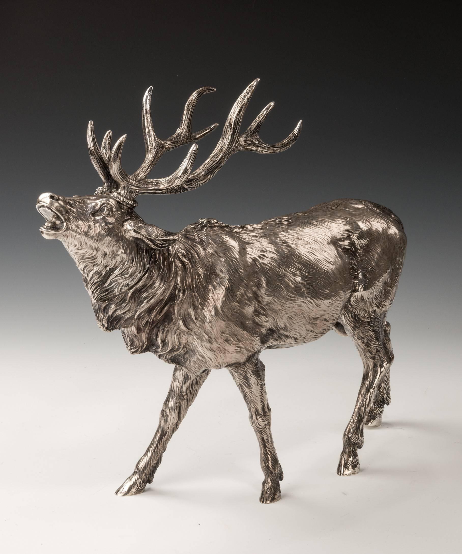 German Large Sterling Silver Stag