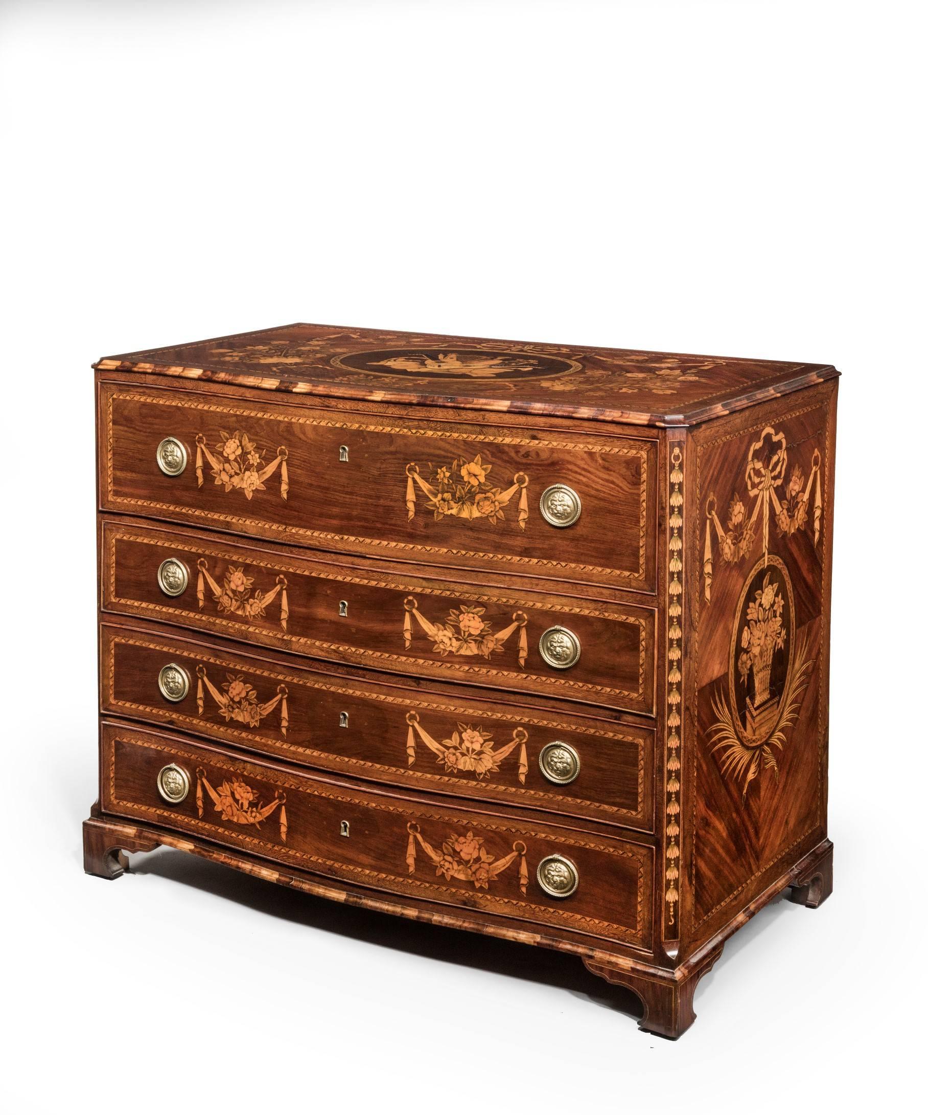 Inlay Pair of Spanish 18th Century Marquetry Commodes