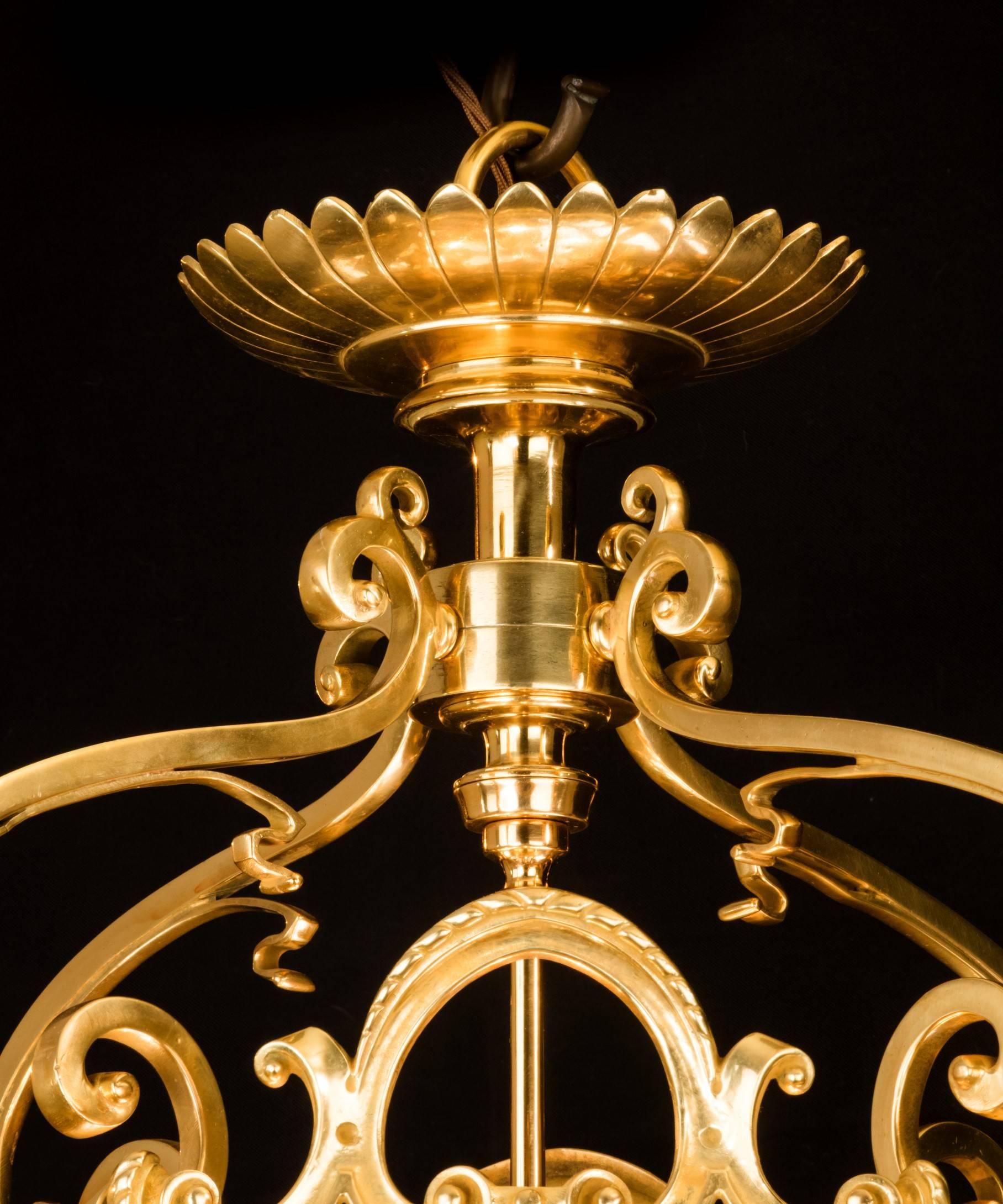 Louis XIV Large Antique Brass Lantern