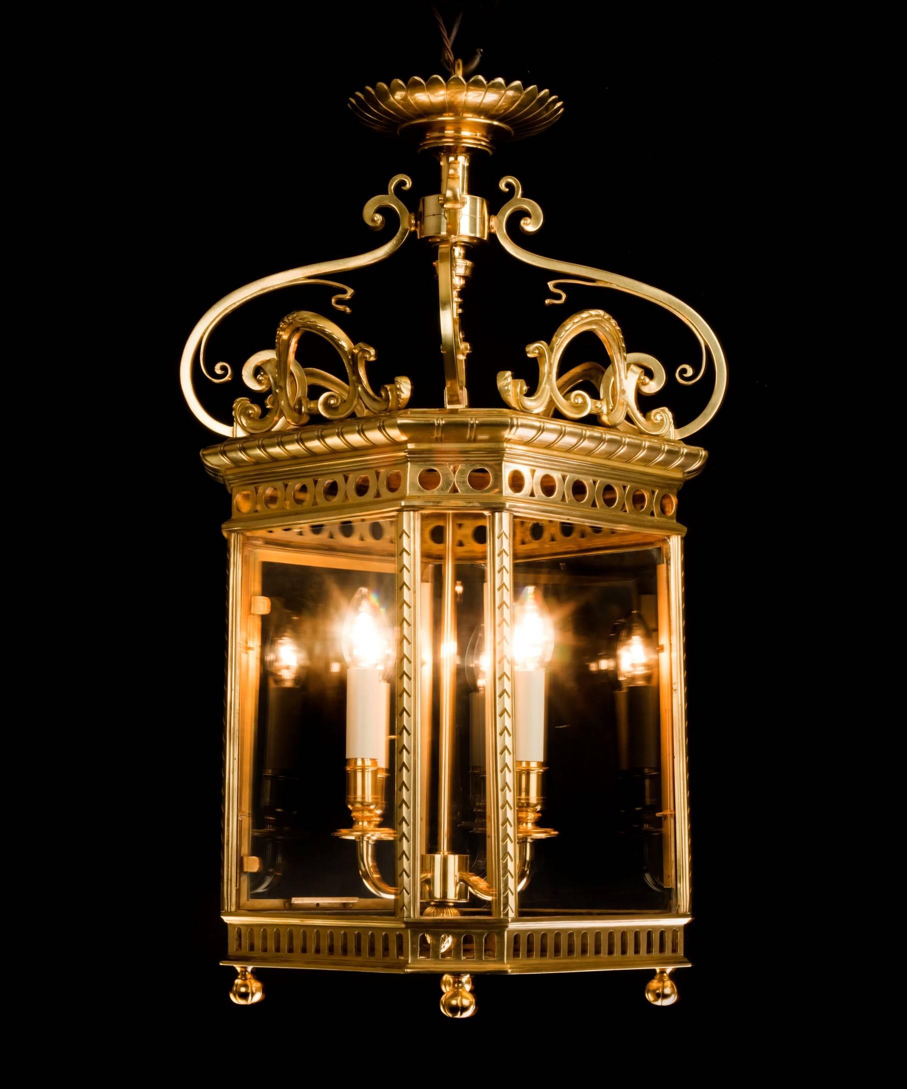 Large Antique Brass Lantern 1
