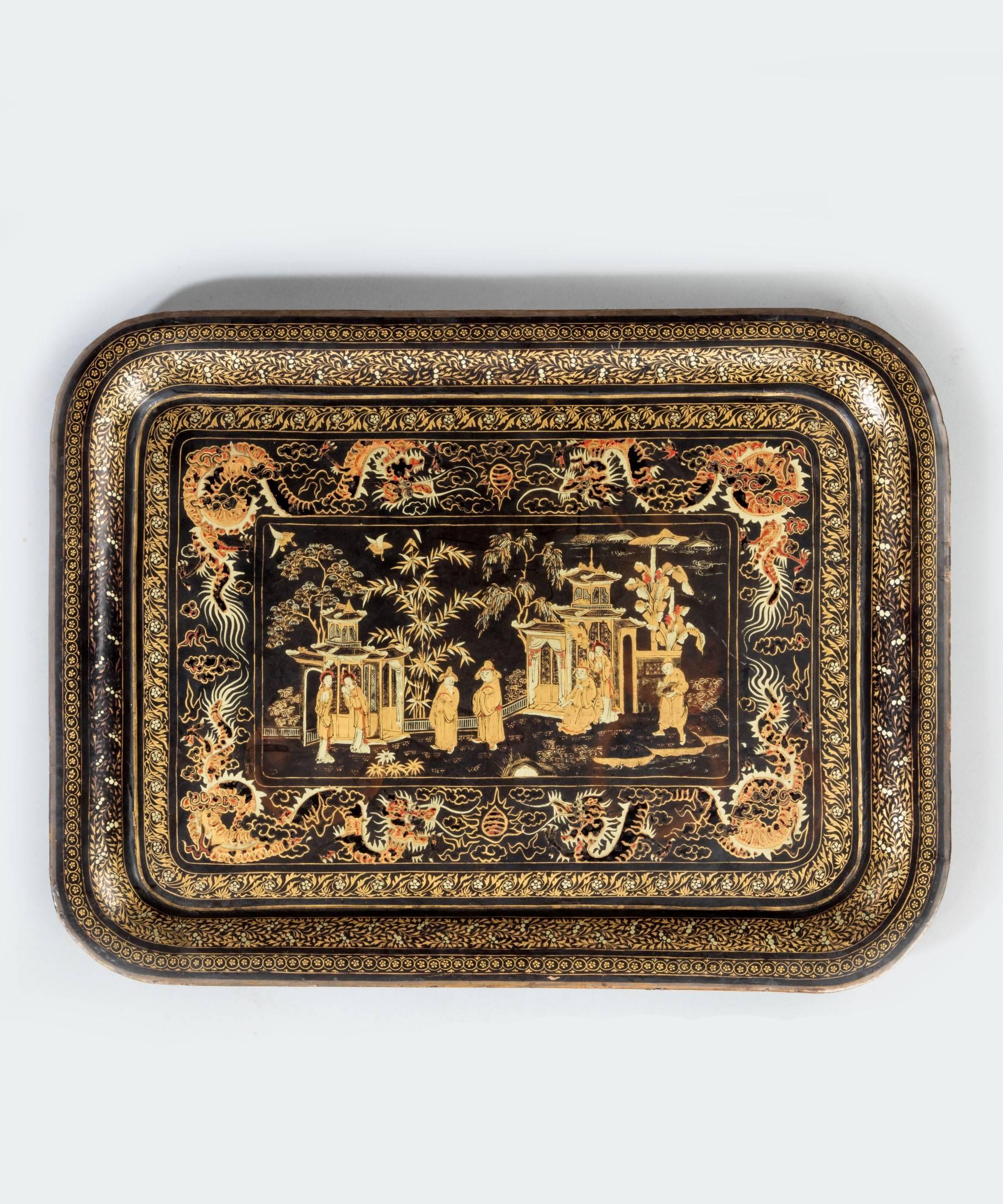 Painted Set of Chinese Export Trays