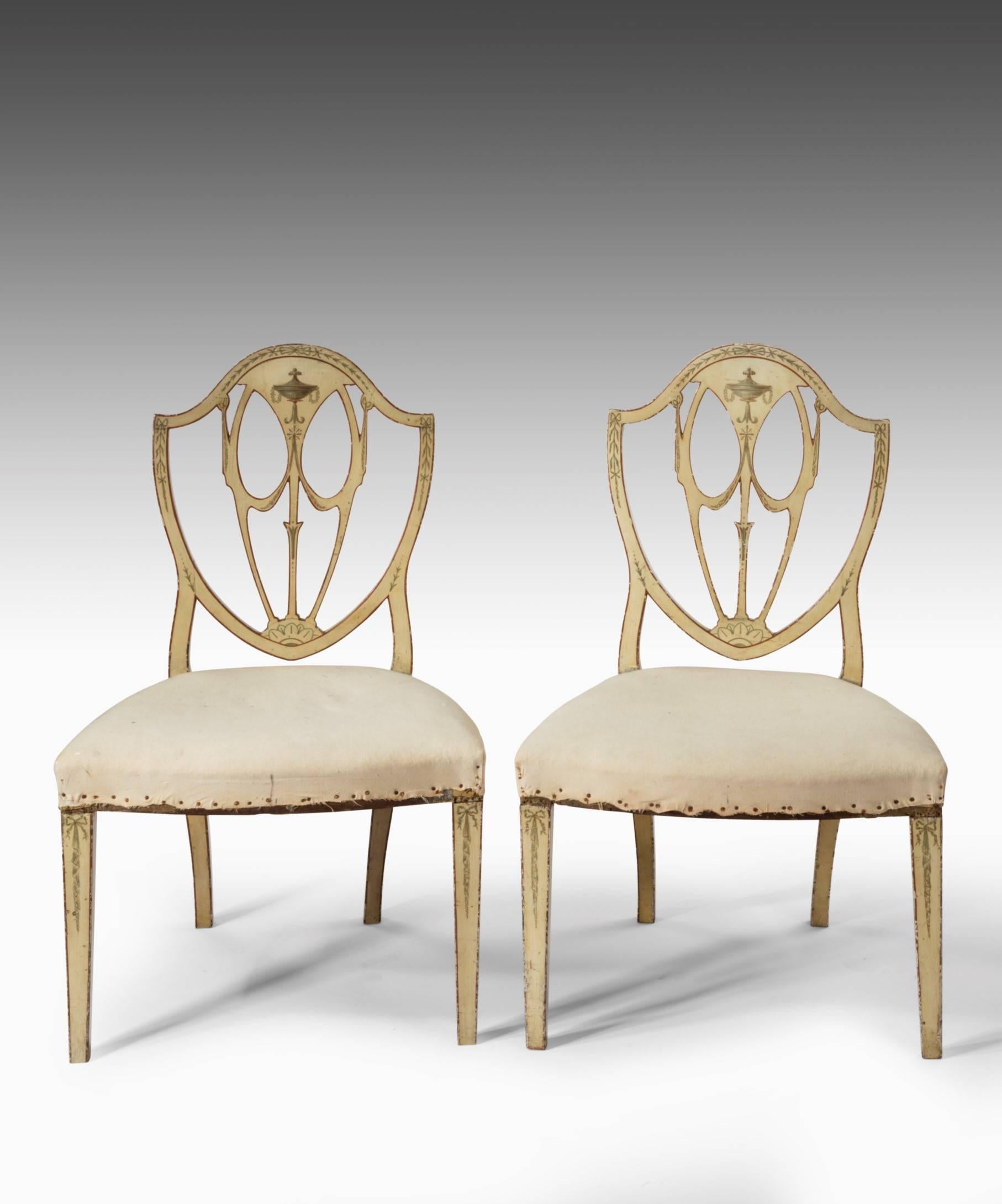 Late 18th Century Pair Georgian White Painted Chairs