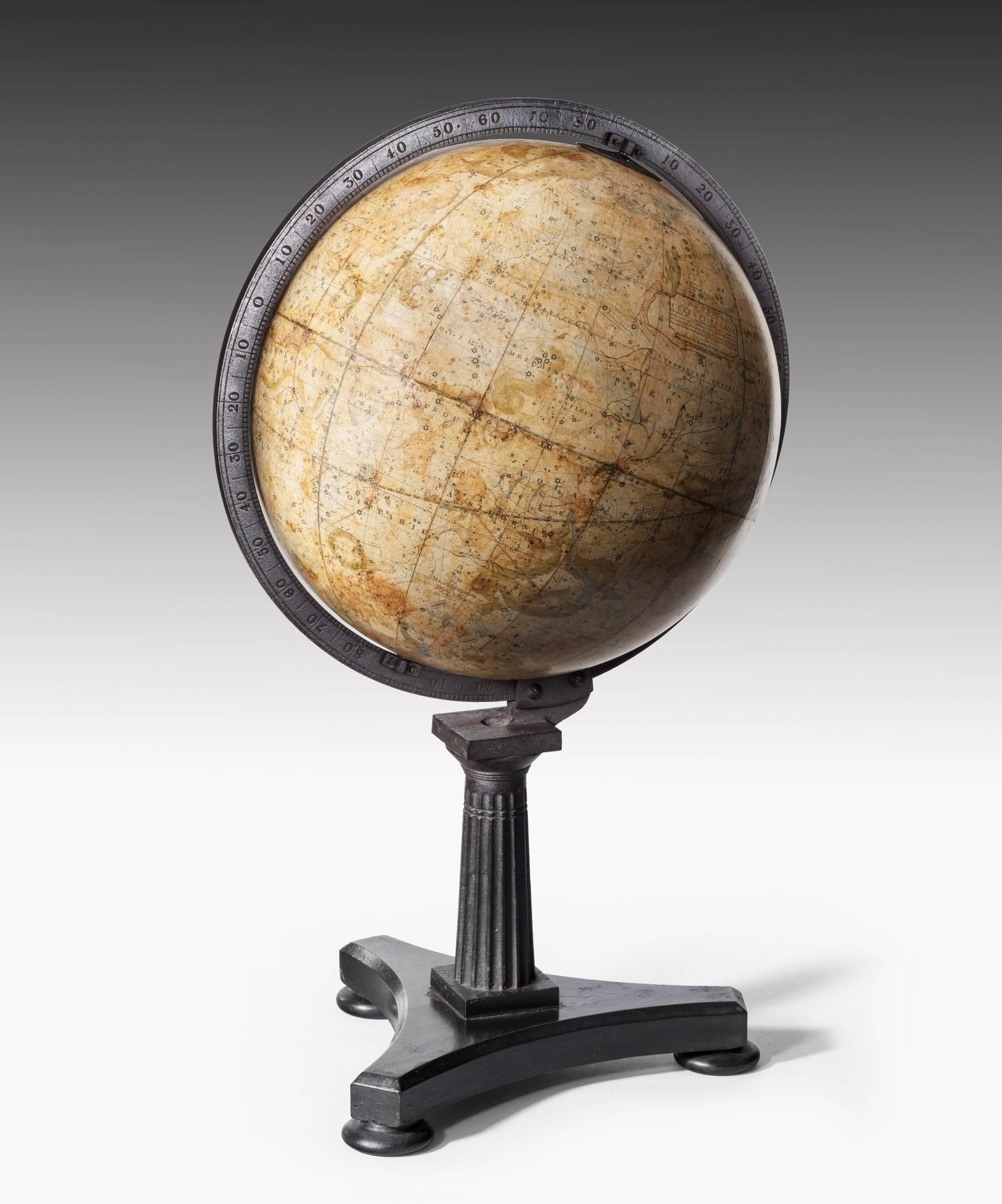 Victorian Pair of Antique Desk Globes by Newton