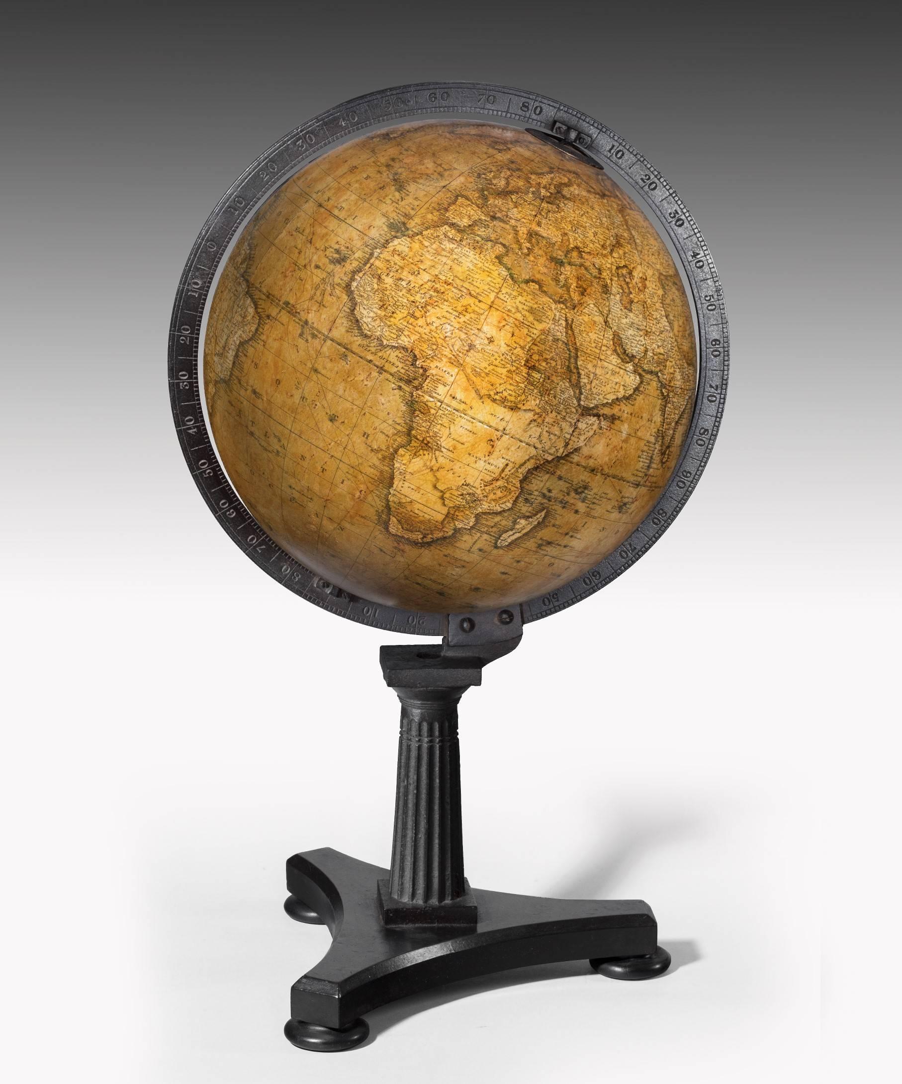 A rare pair of desk globes by the eminent cartopgraphers Newton and Son, dated 1847. The 11