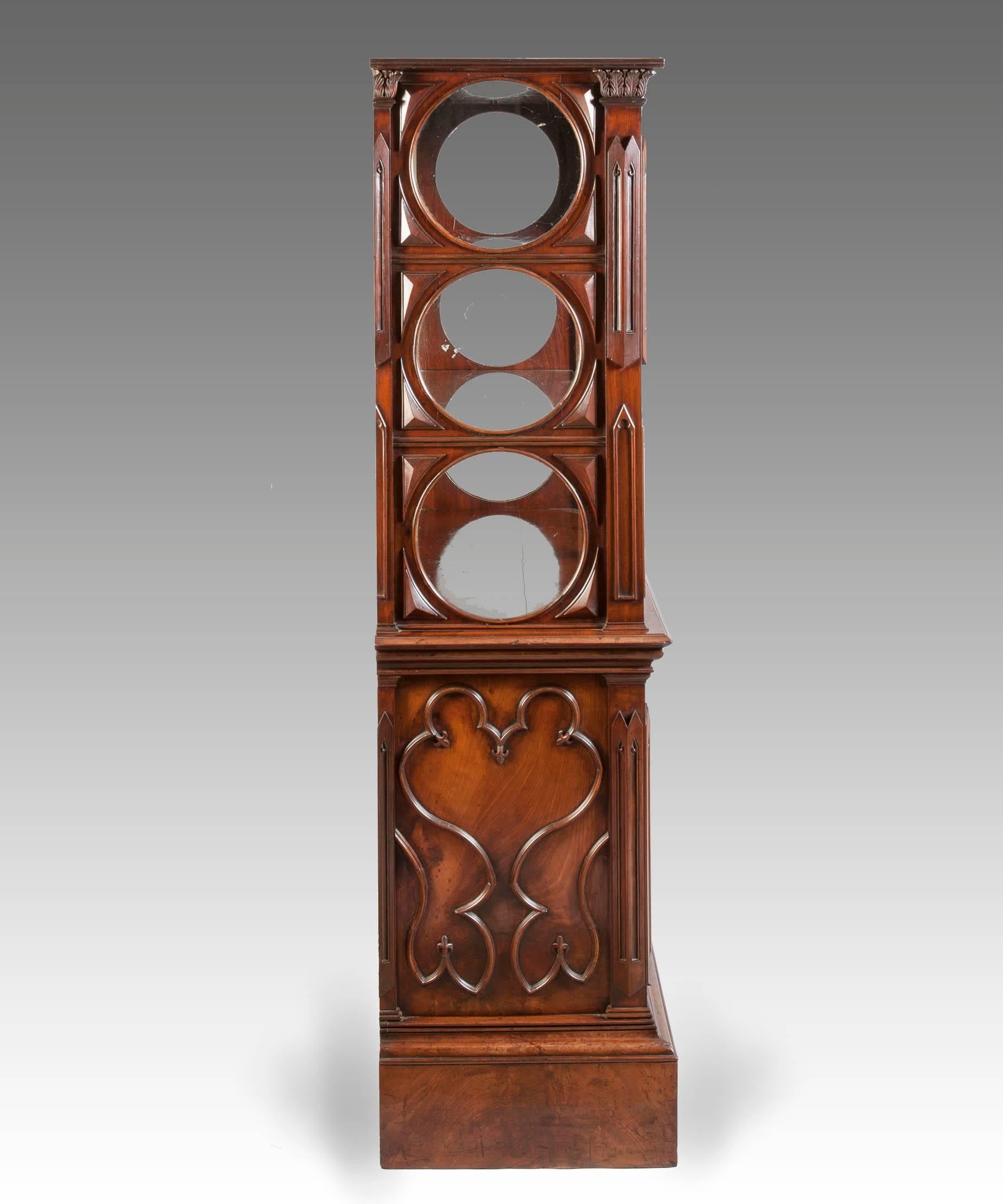 19th Century Gothic Mahogany Display Cabinet 2