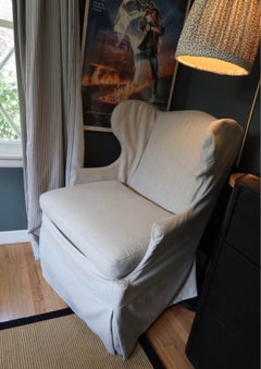 Vintage Slipcover Glider Chair, Linen & Acrylic, Custom Design, 1990