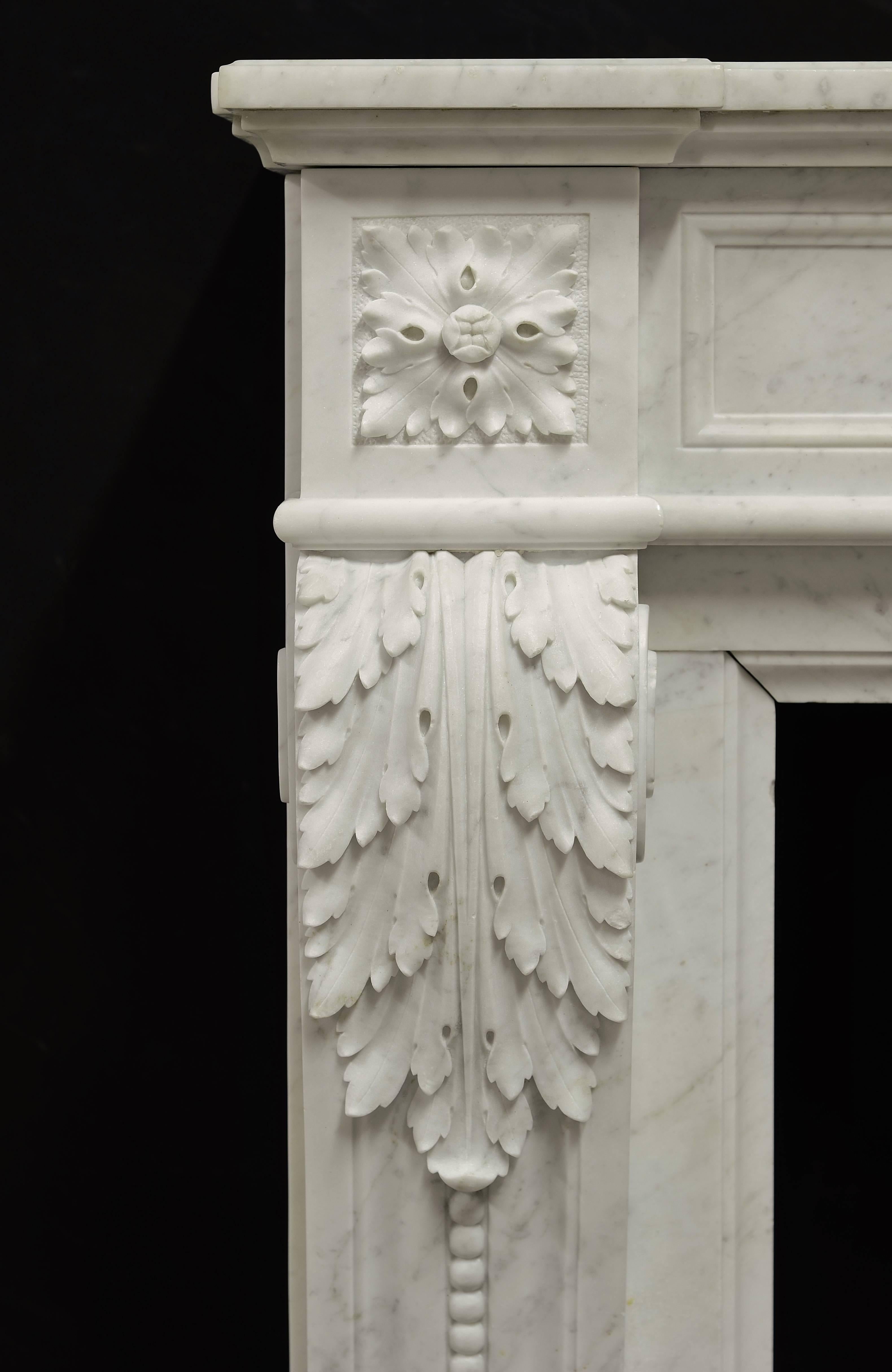 Polished Superb Antique French Louis XVI Fireplace Mantel, 19th Century