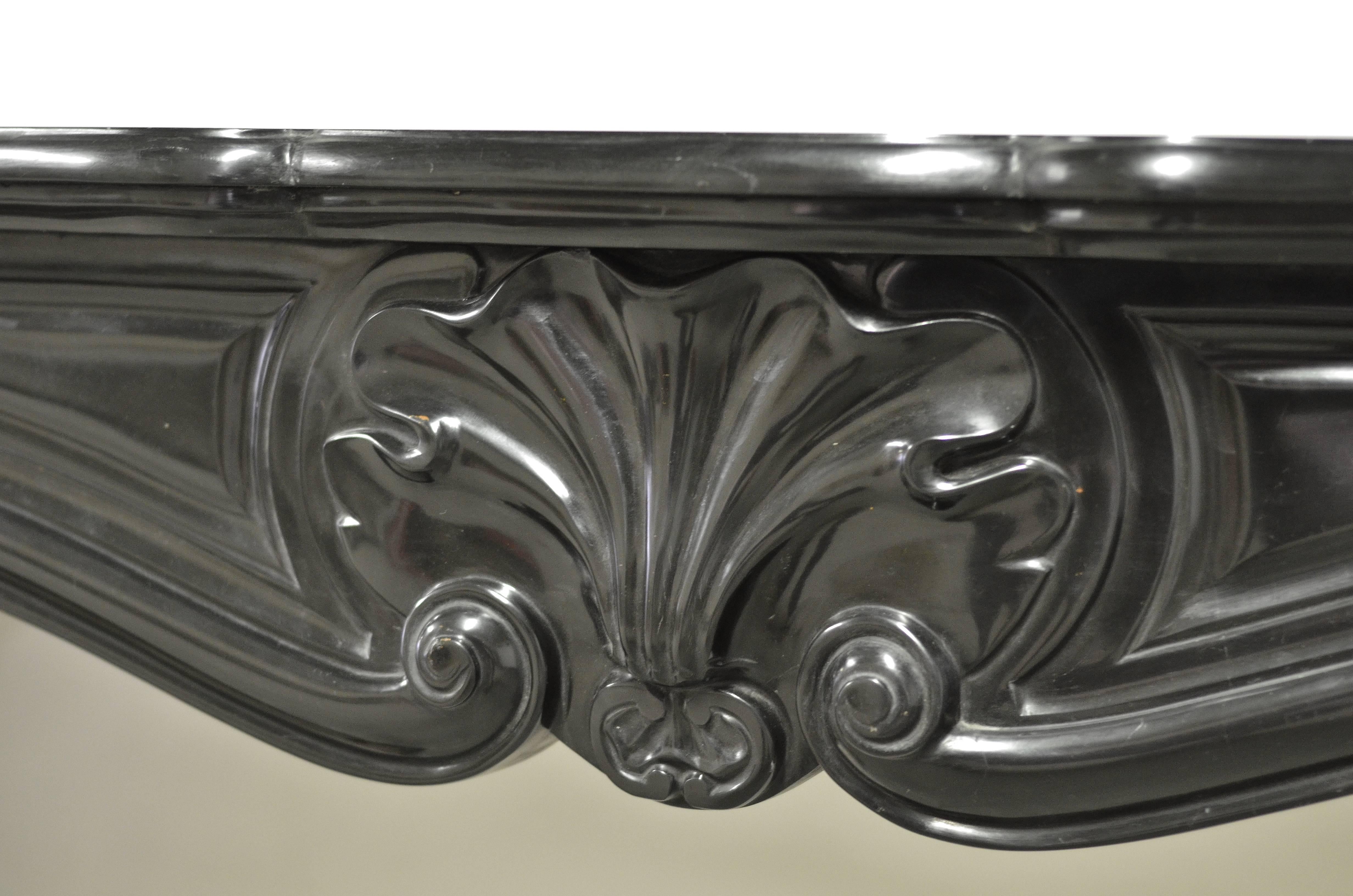 Black Marble Louis XV Fireplace Mantel, 19th Century 2