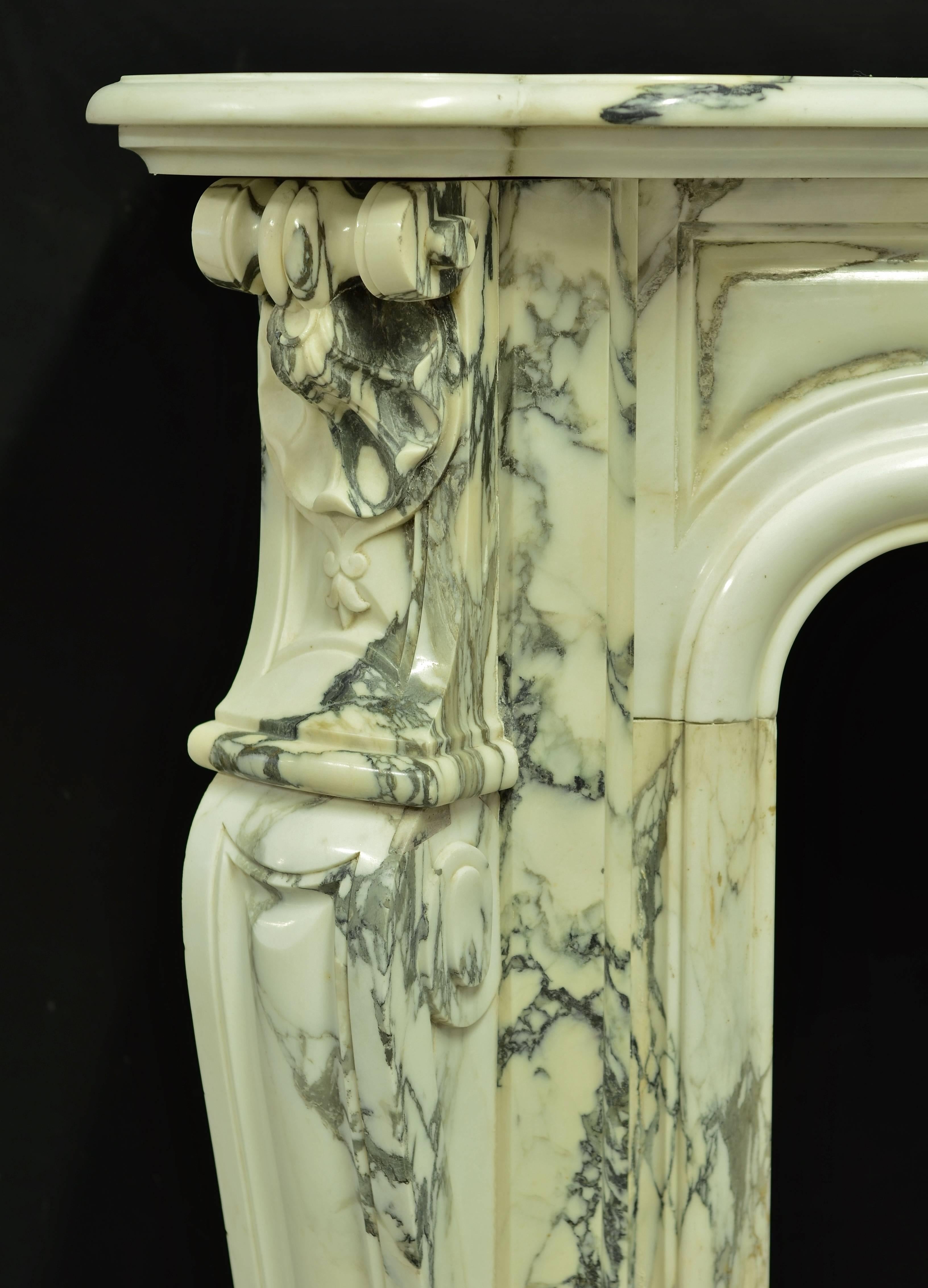 19th Century Marble Louis XV Fireplace Mantel from France 3