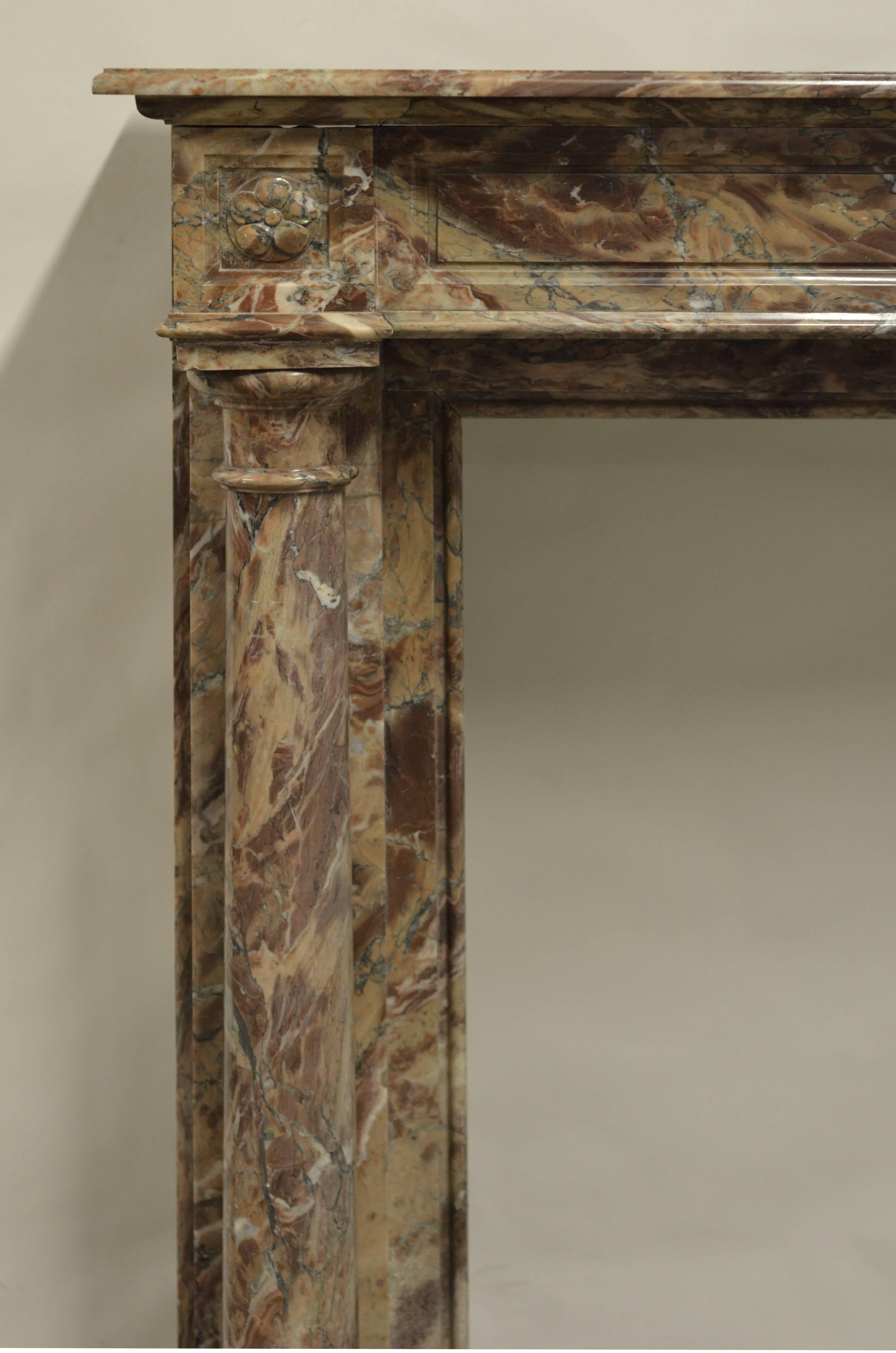 19th Century French Marble Louis XVI Fireplace Mantel with Pillars 1