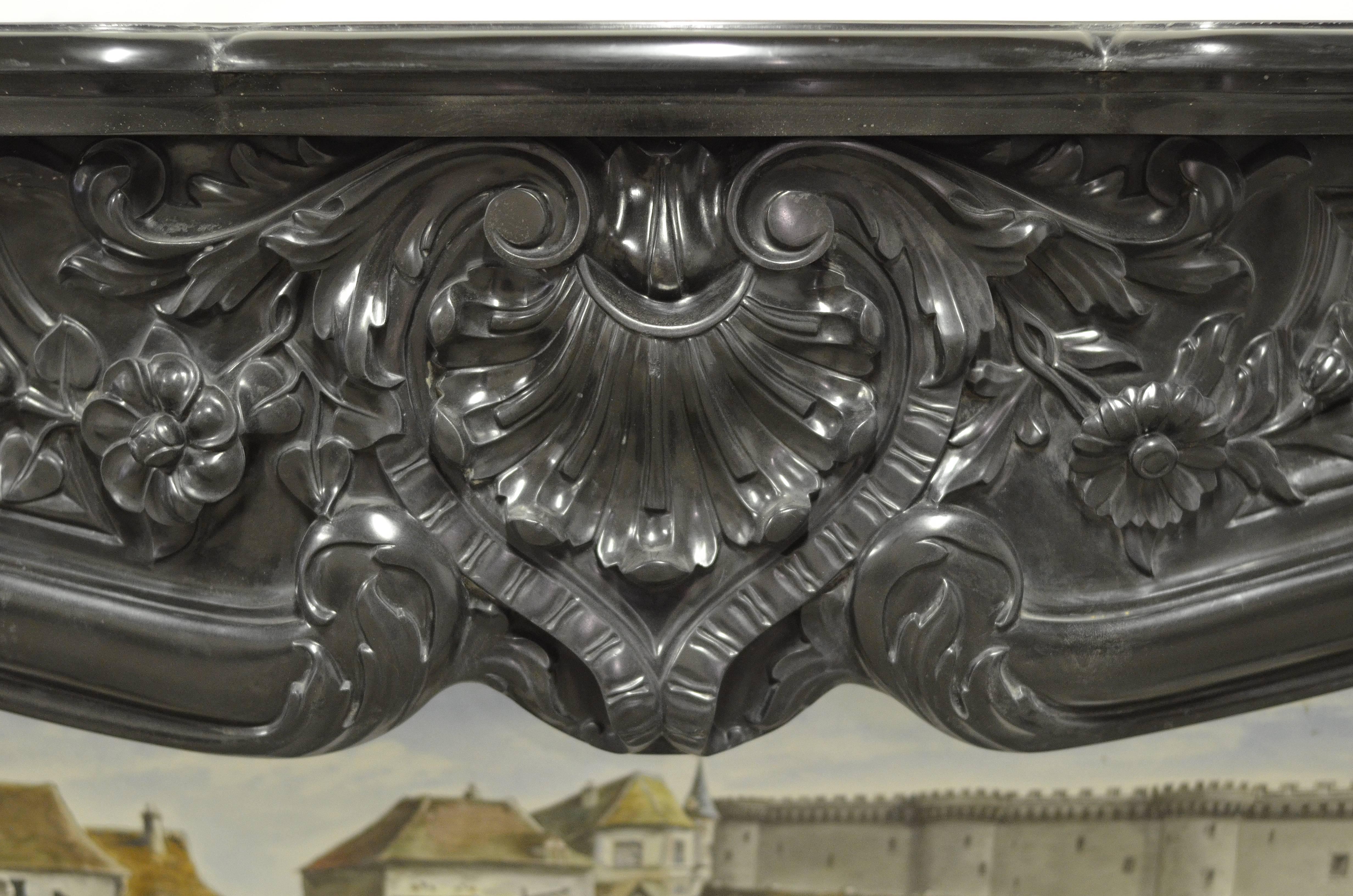portoro marble french bolection fireplace