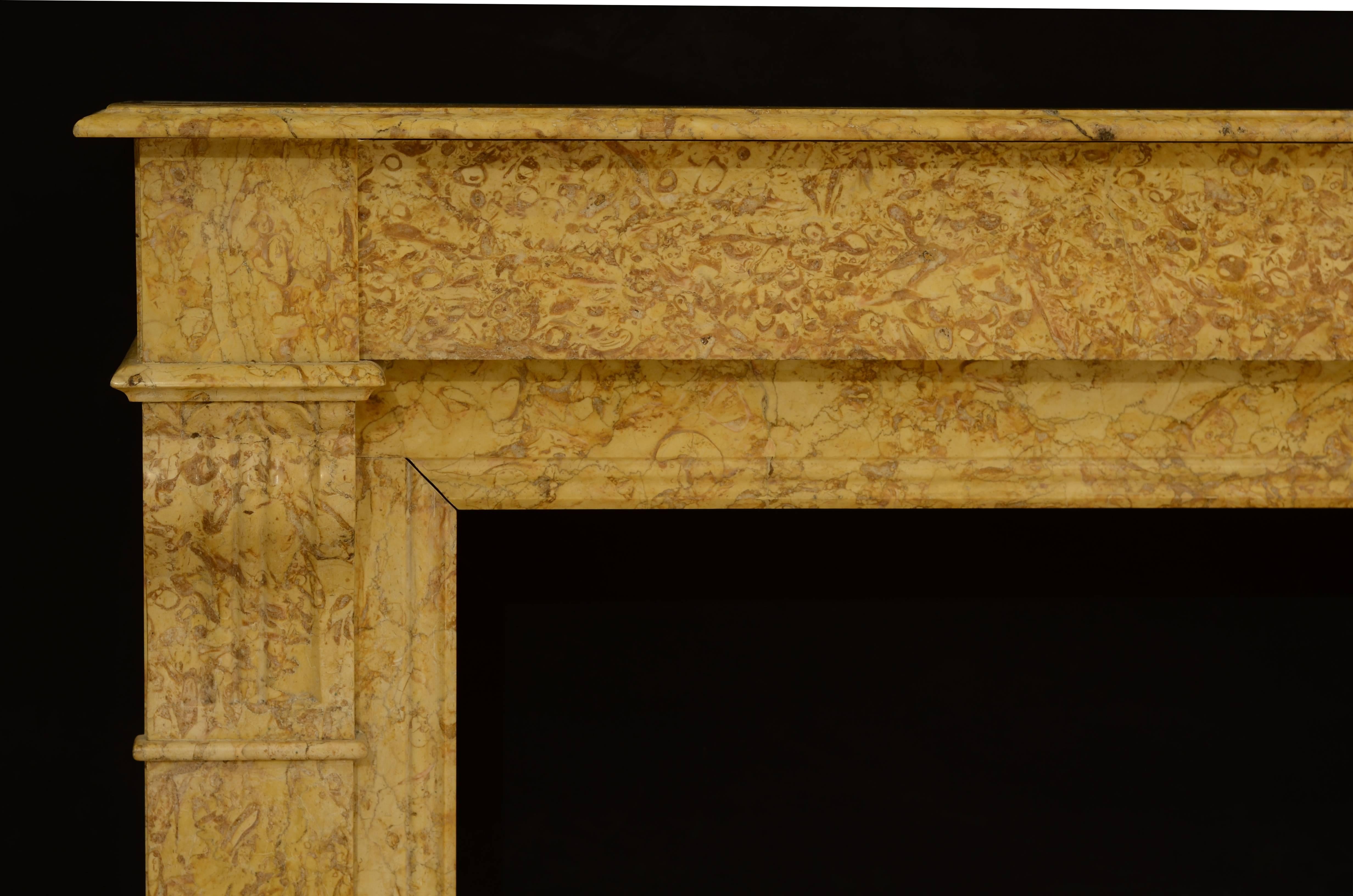 Louis Philippe Antique Fireplace in Beautiful Yellow Brocatelle Marble For Sale