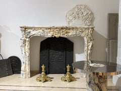 Antique Louis XV Fireplace Mantel in Striking Breche Marble