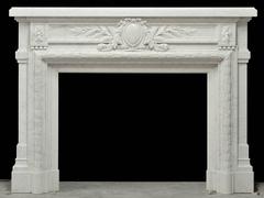 - Monumental - Antique French Louis XVI Fireplace Mantel in Carrara White Marble