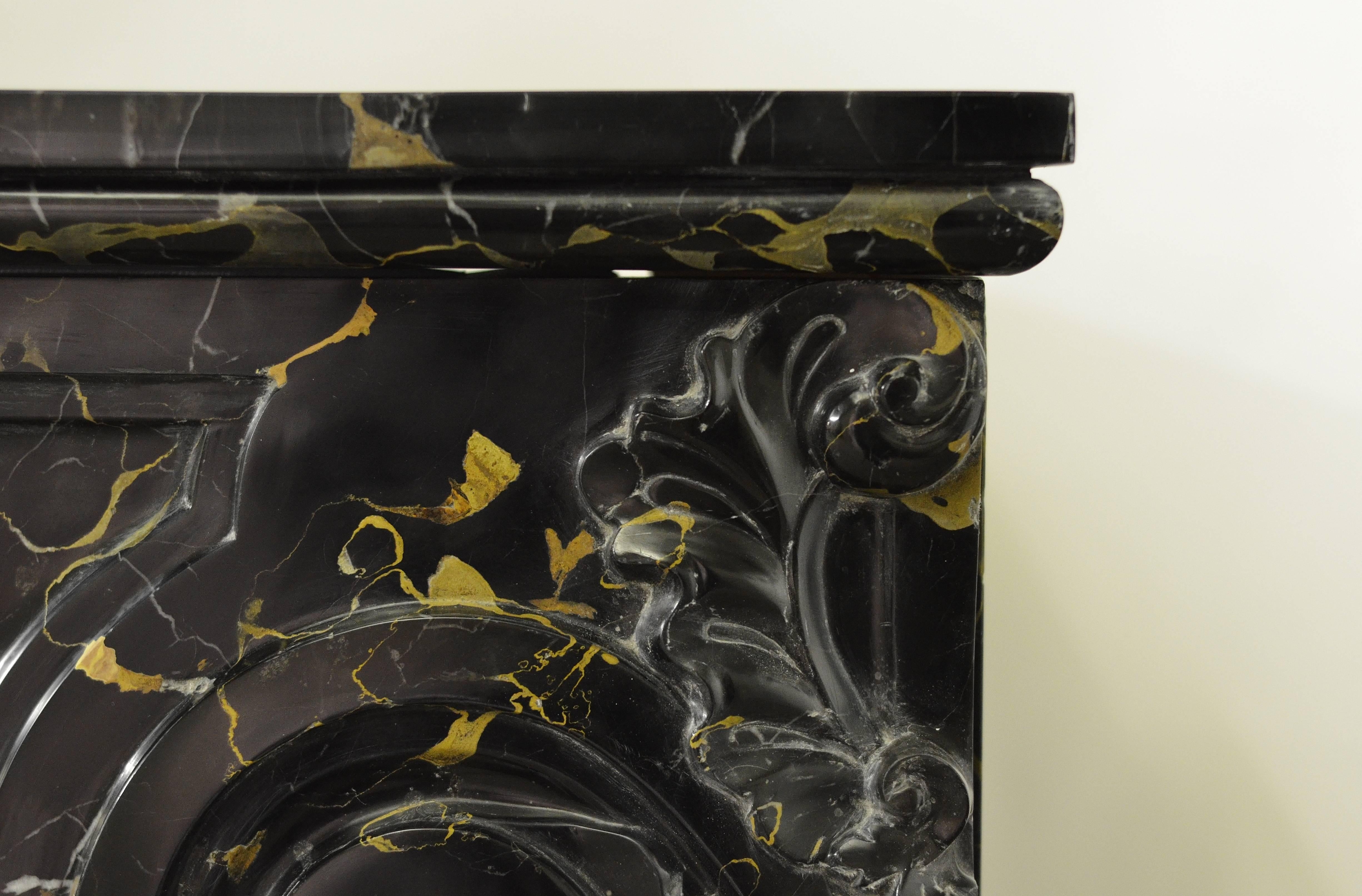 18th Century and Earlier Antique Portoro Marble Dutch Louis XV Fireplace Mantel, 18th Century