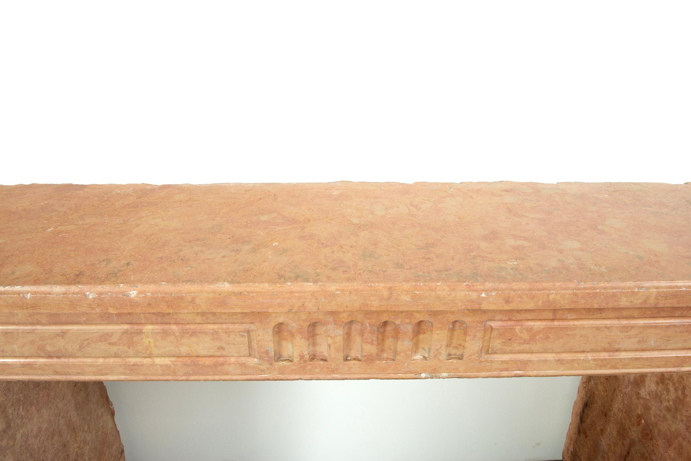 Stone French Louis XVI Limestone Fireplace Mantelpiece For Sale