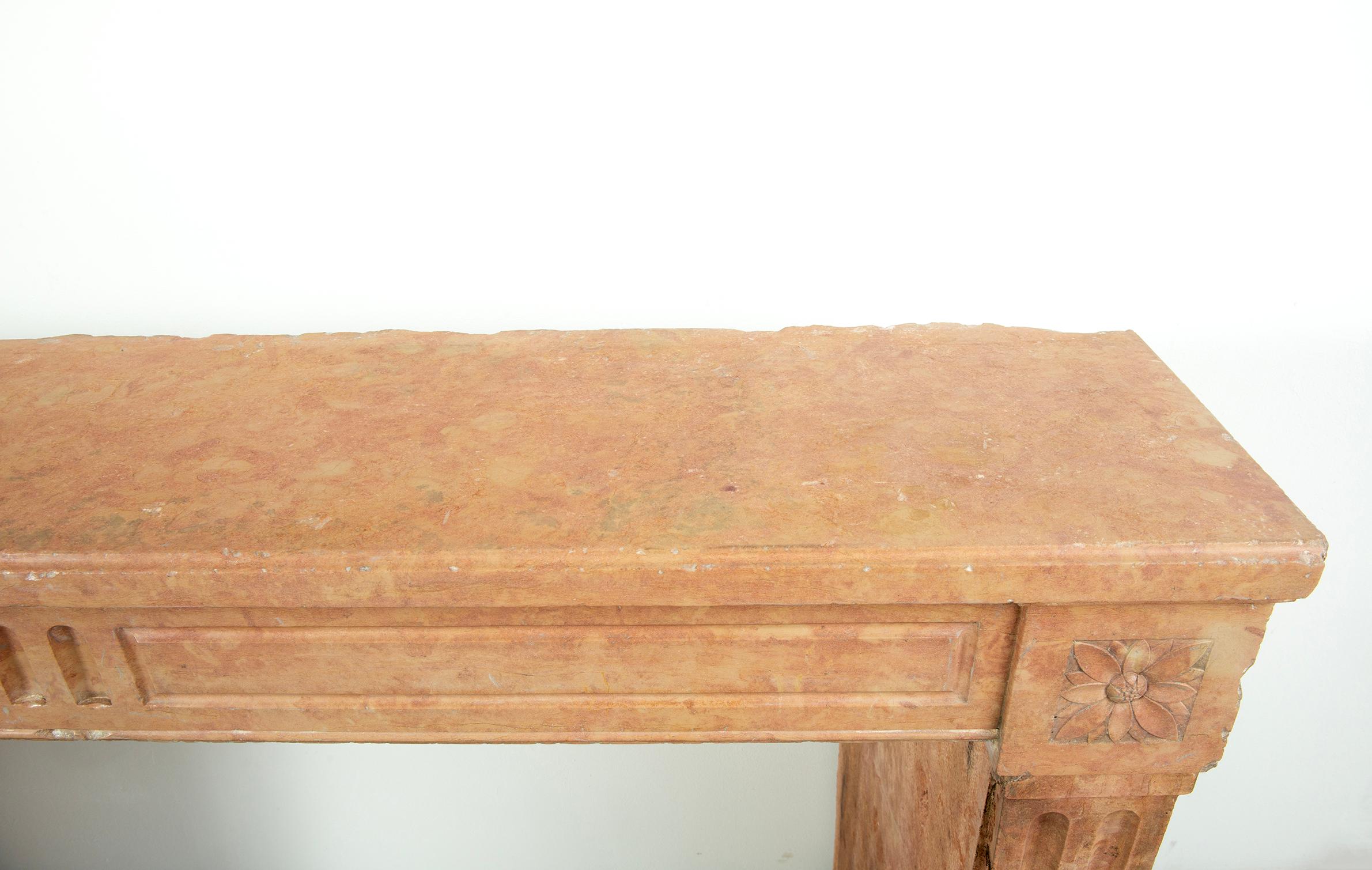 French Louis XVI Limestone Fireplace Mantelpiece For Sale 1