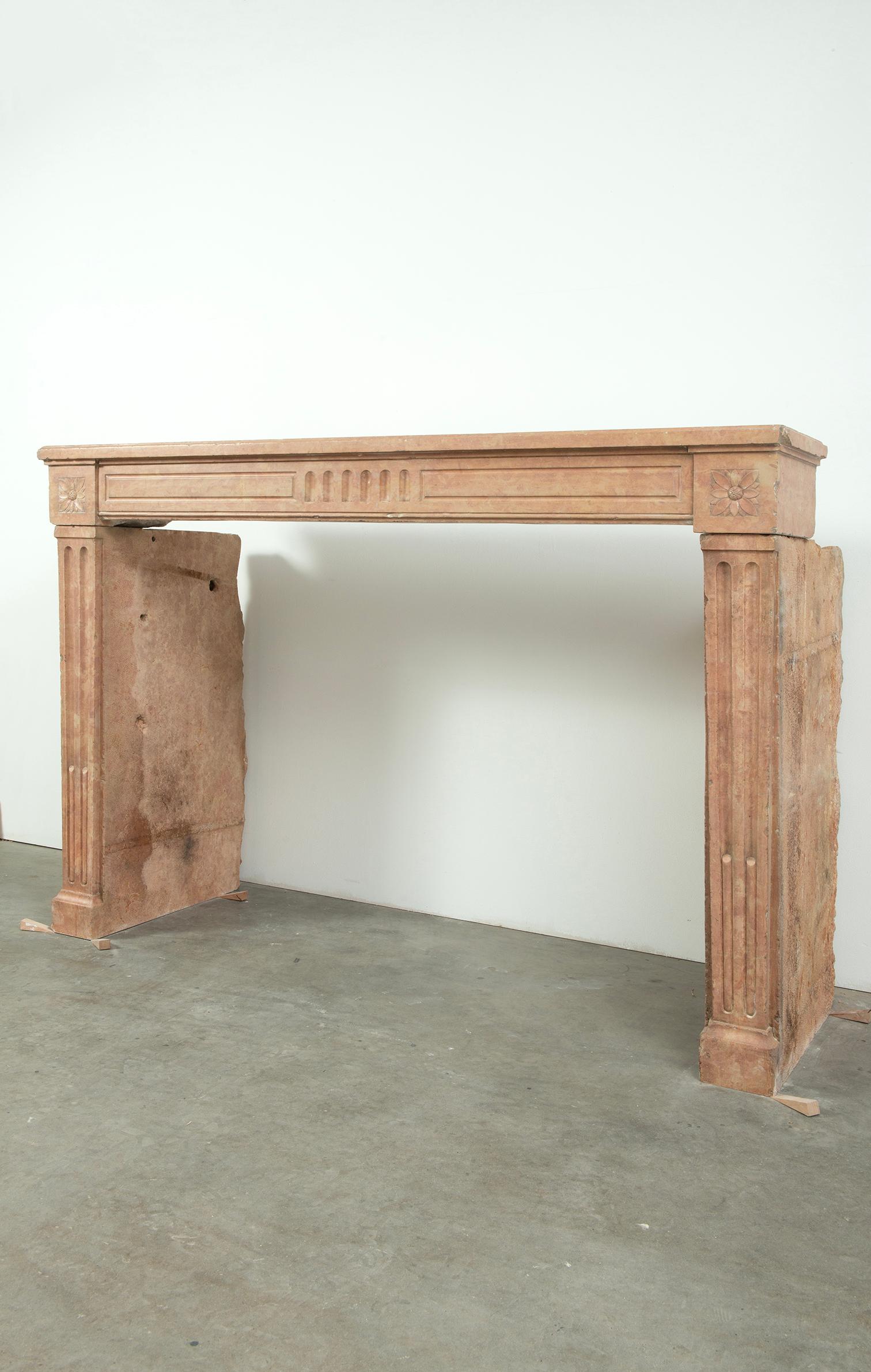 French Louis XVI Limestone Fireplace Mantelpiece For Sale 2